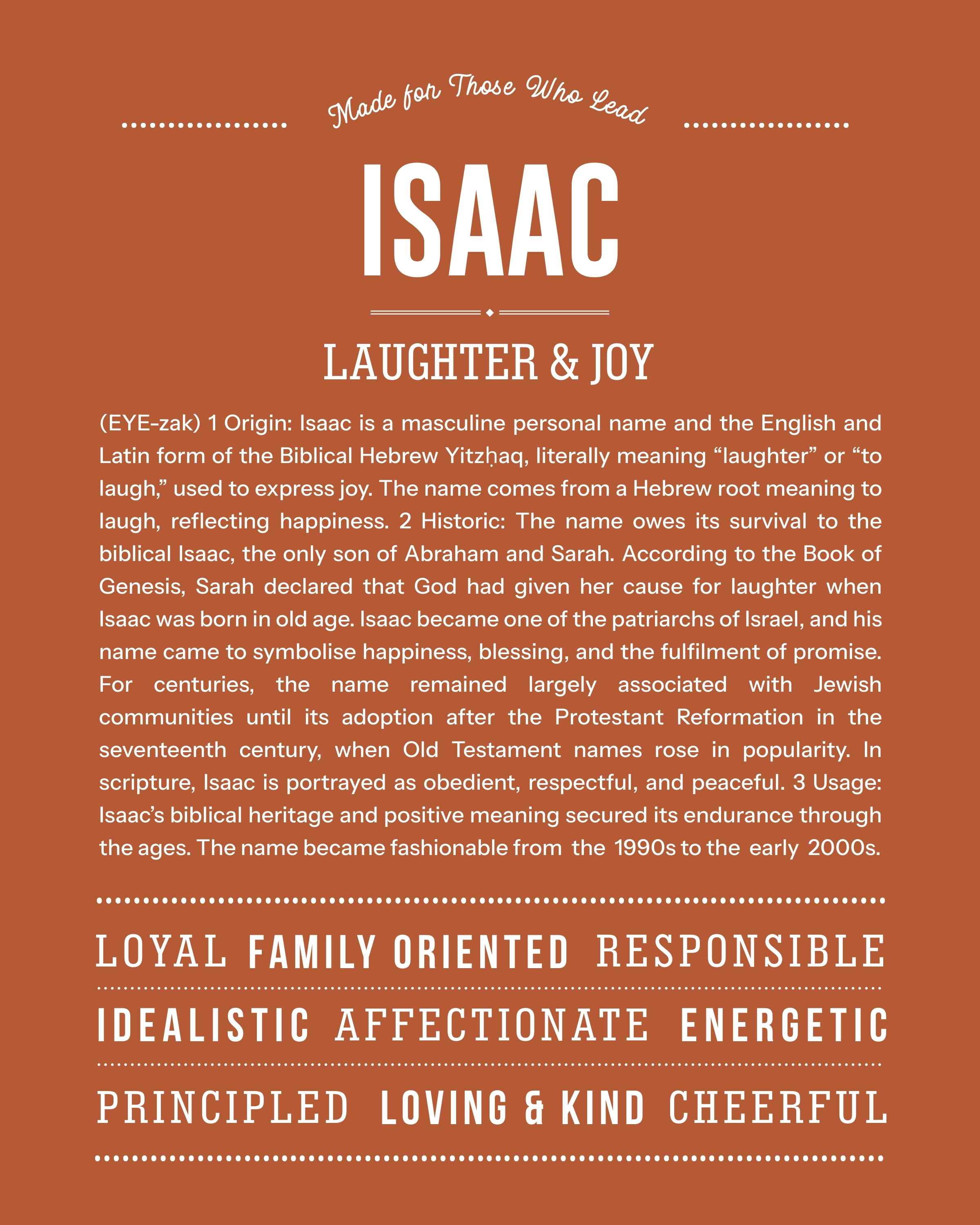 Isaac | Personalised Name Meaning Print – Custom Name Art Gift