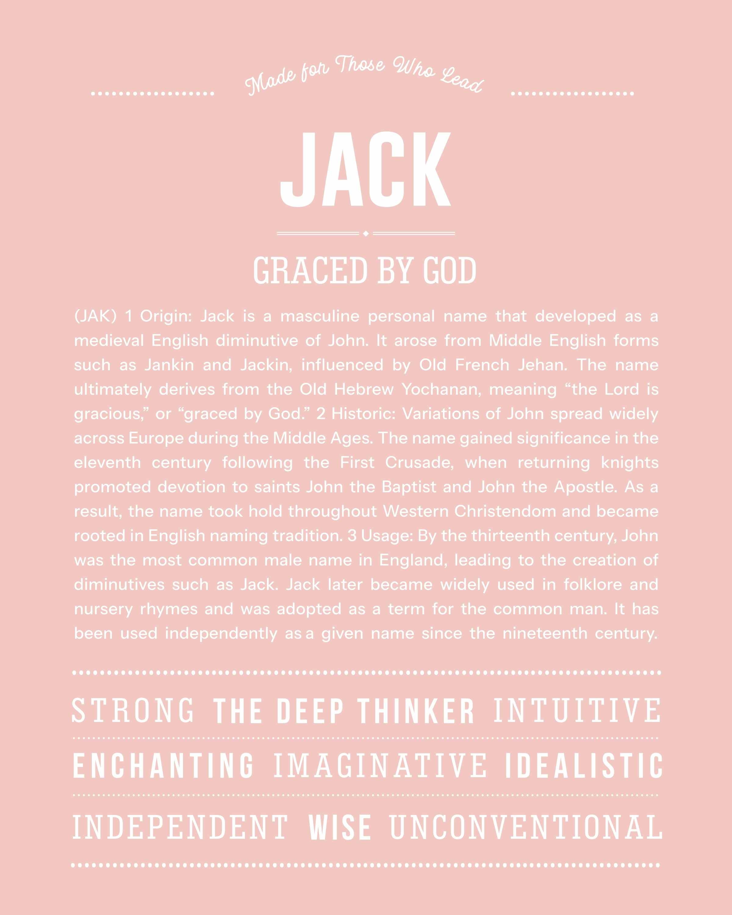 Jack | Personalised Name Meaning Print – Custom Name Art Gift