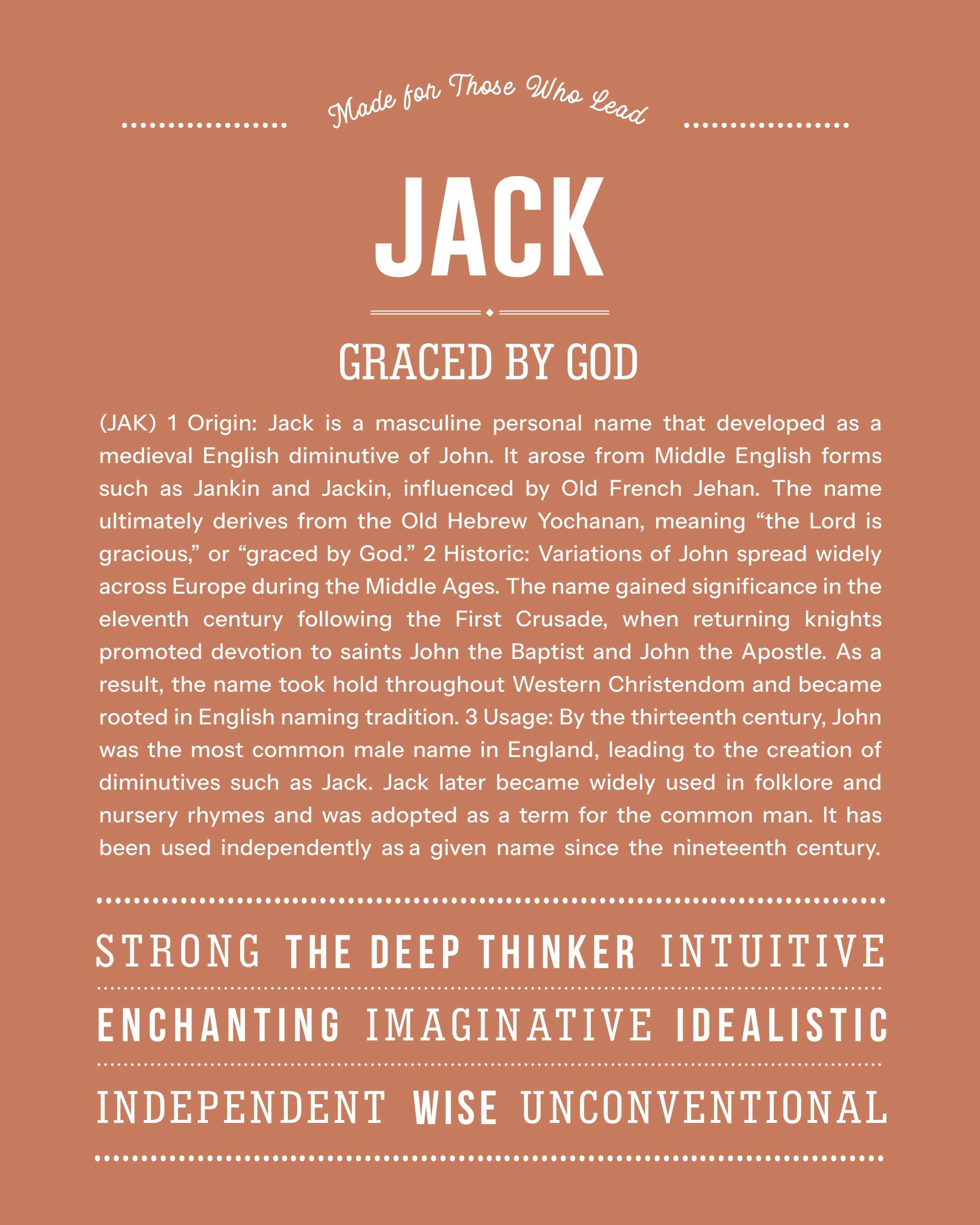 Jack | Personalised Name Meaning Print – Custom Name Art Gift