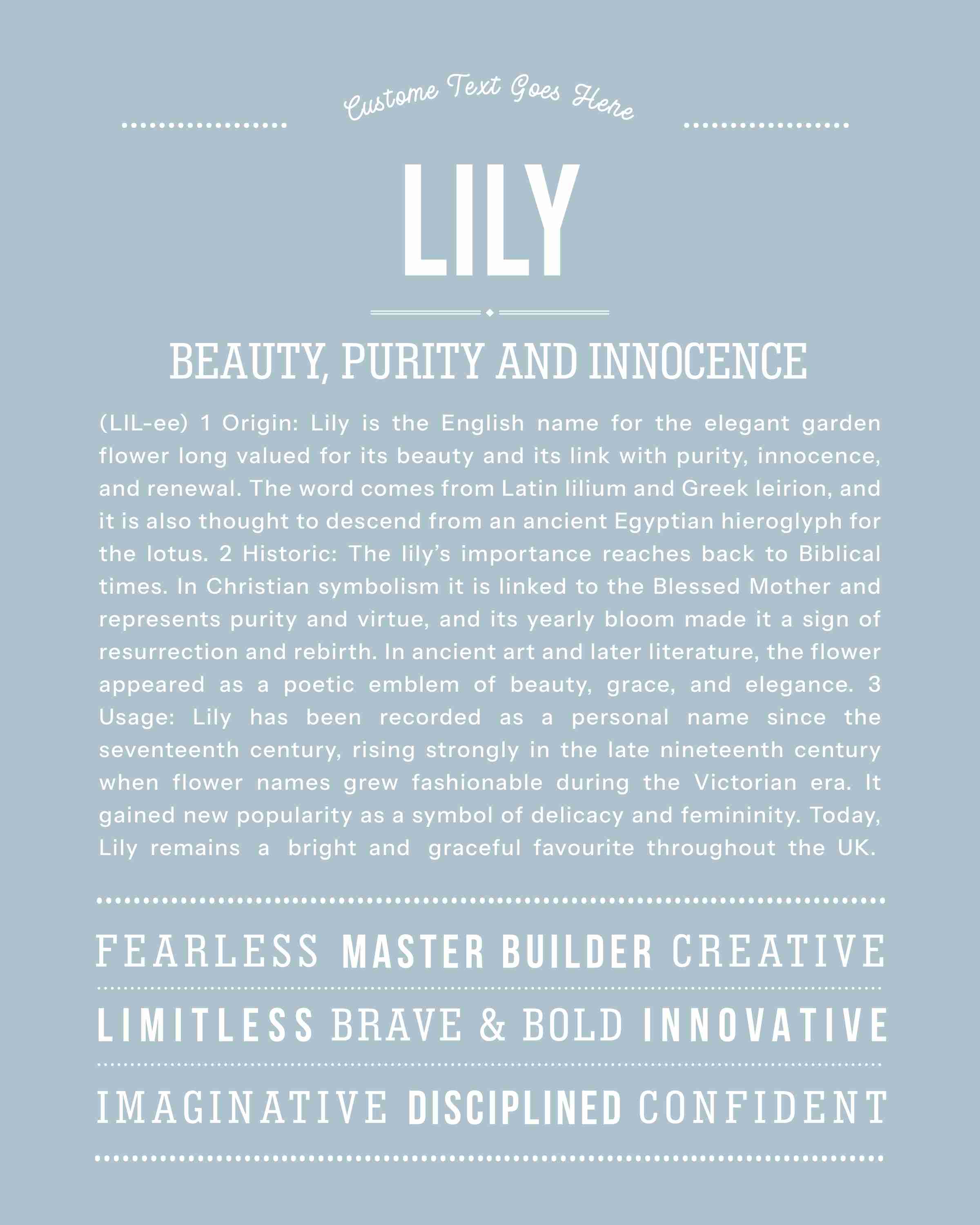 Lily | Personalised Name Meaning Print – Custom Name Art Gift