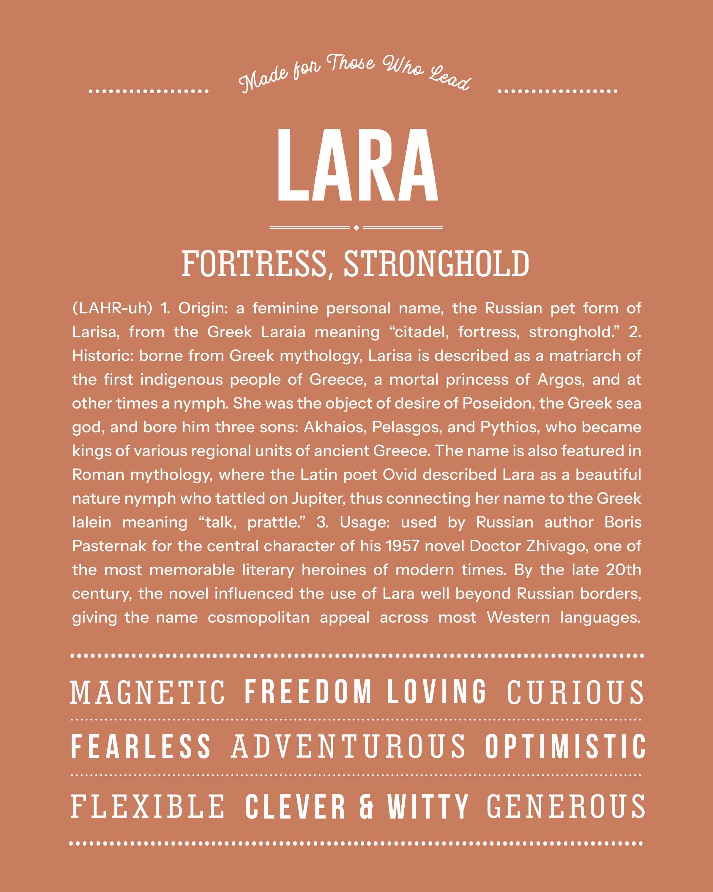 Lara | Personalised Name Meaning Print – Custom Name Art Gift