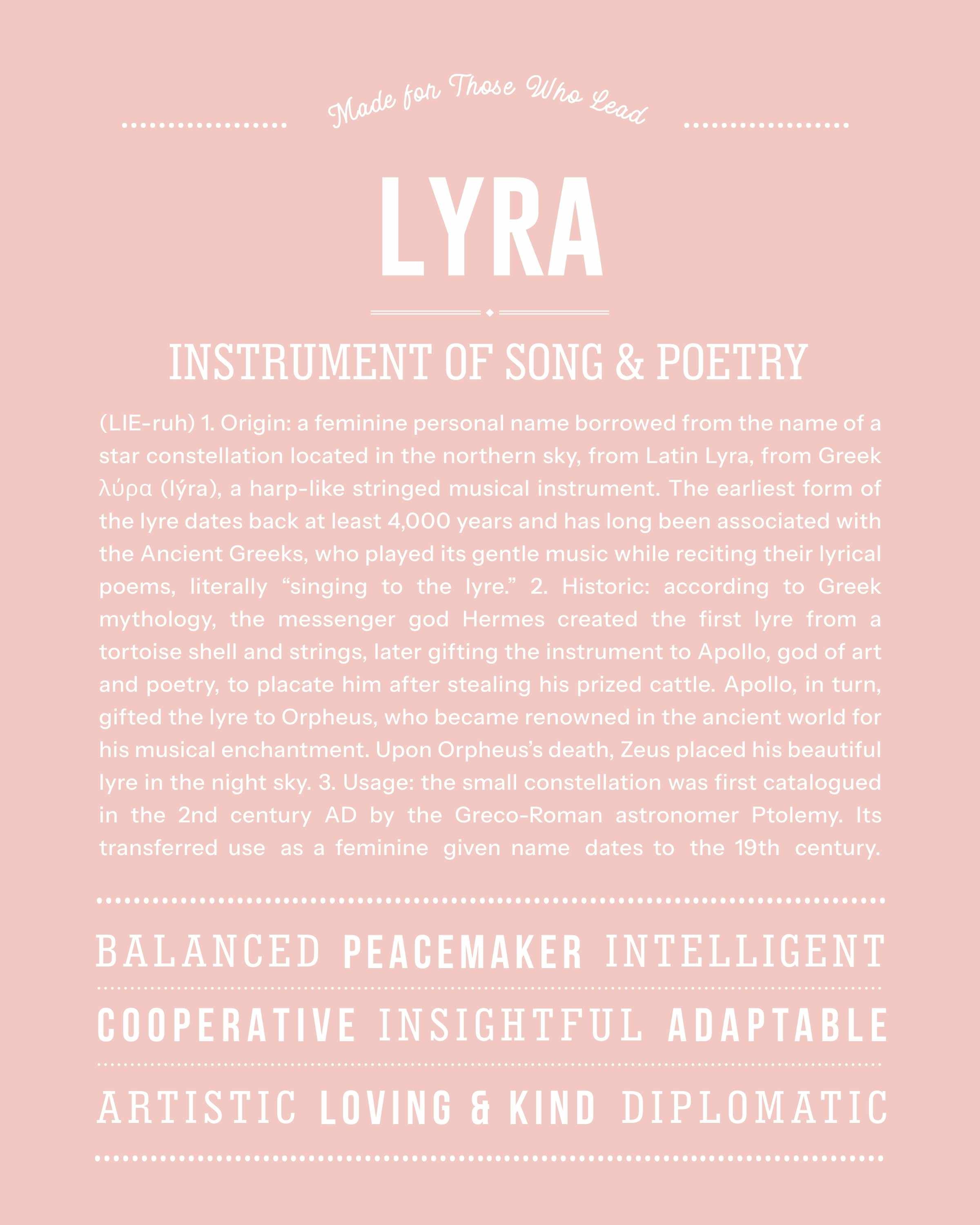 Lyra | Personalised Name Meaning Print – Custom Name Art Gift