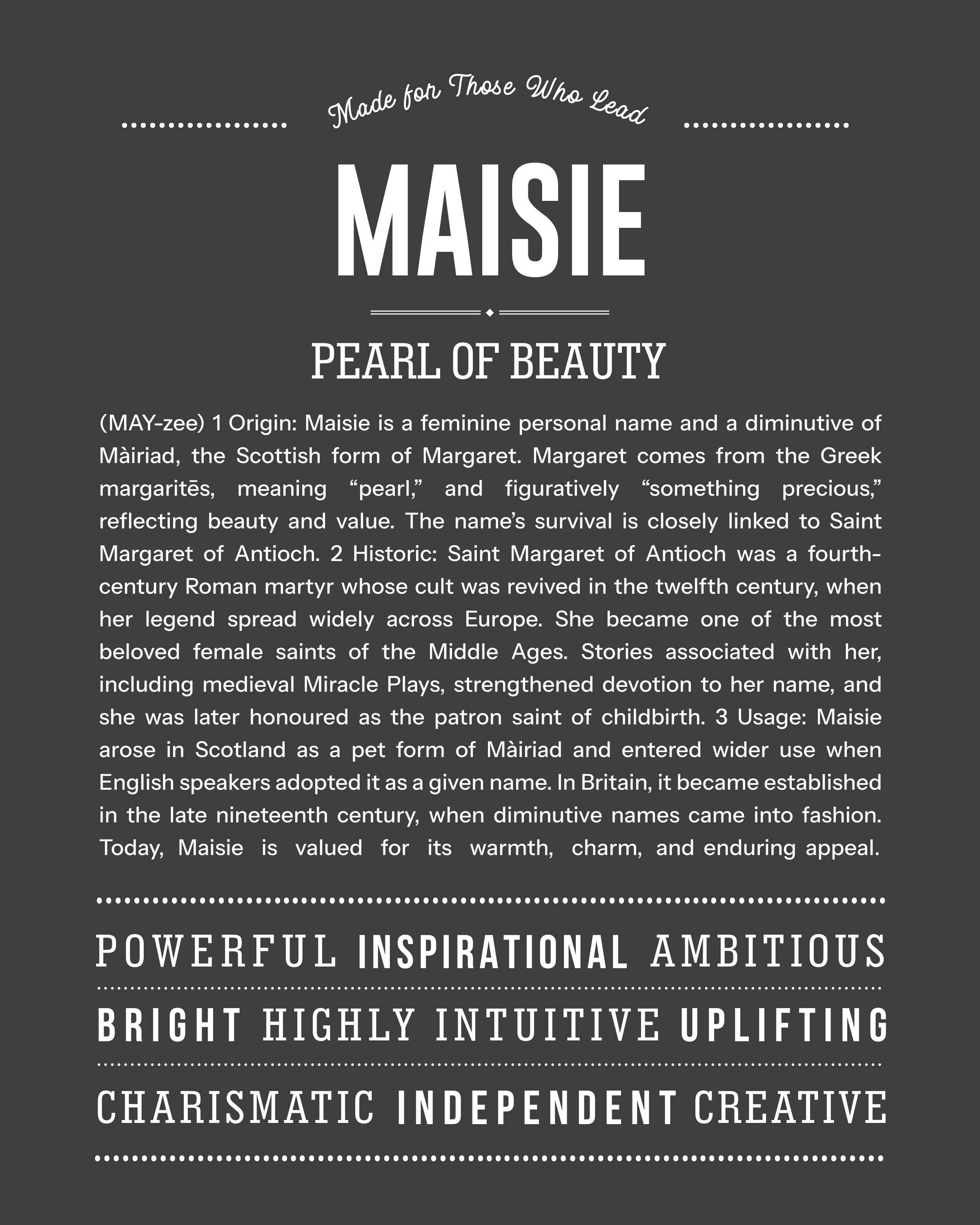 Maisie | Personalised Name Meaning Print – Custom Name Art Gift
