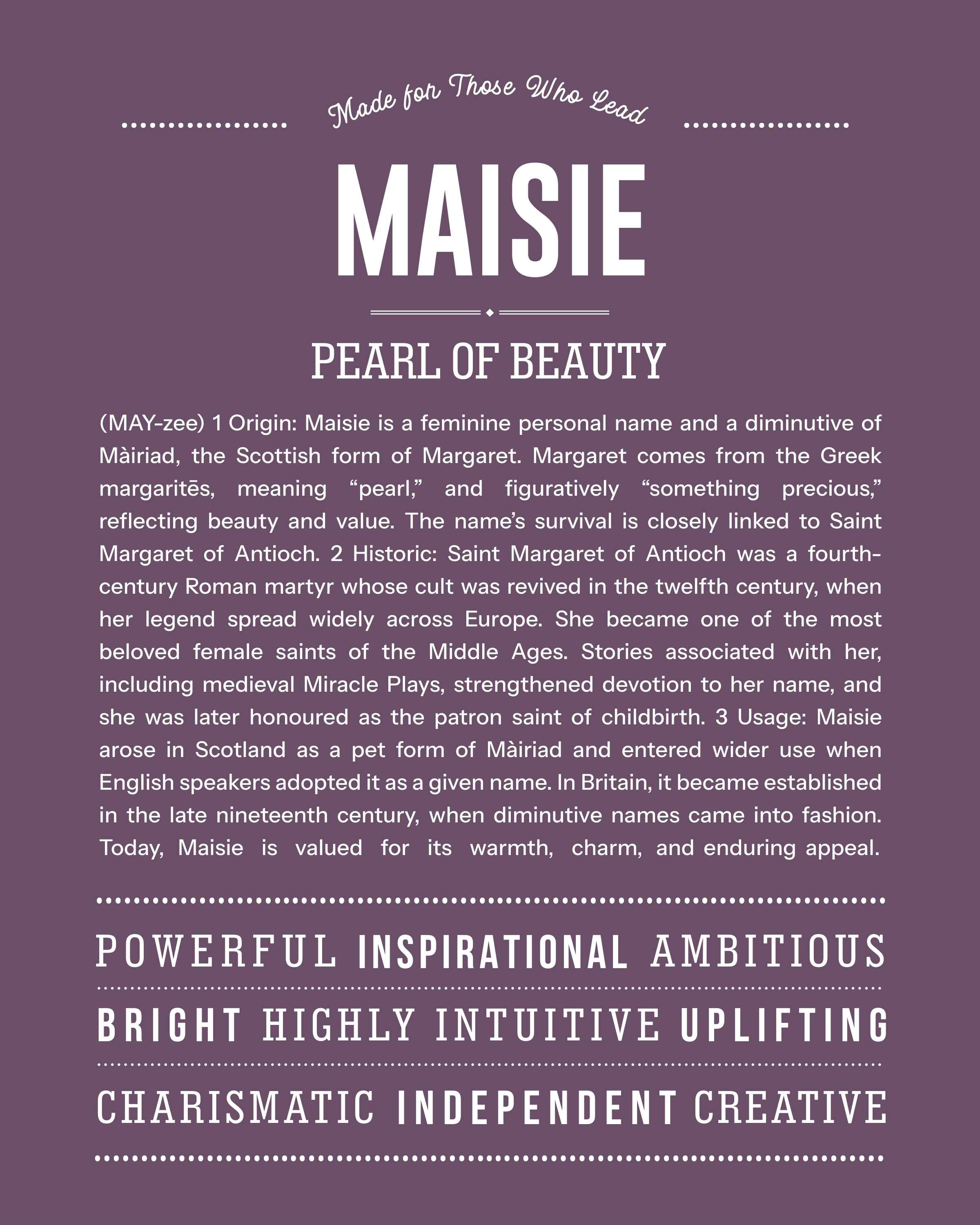 Maisie | Personalised Name Meaning Print – Custom Name Art Gift