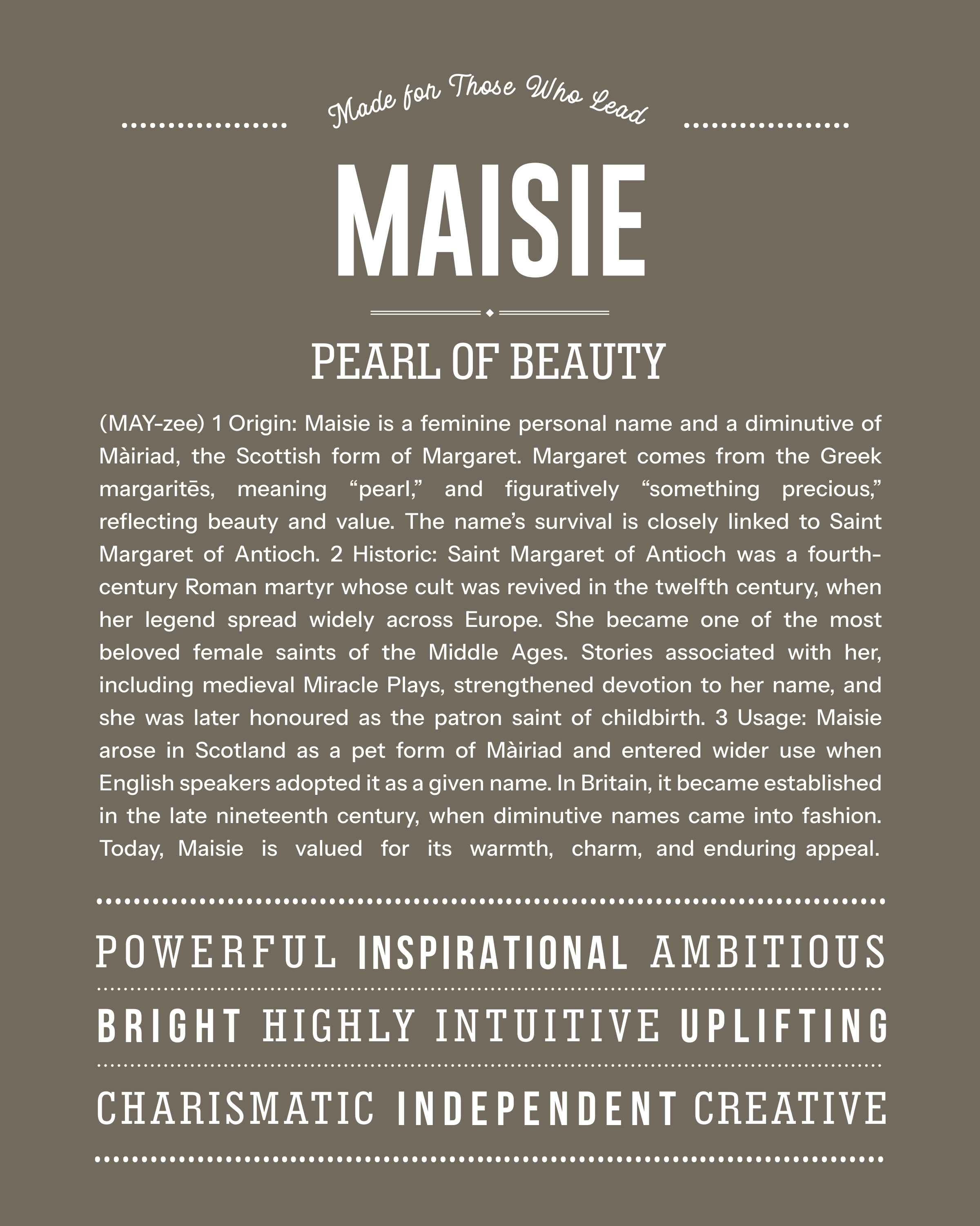 Maisie | Personalised Name Meaning Print – Custom Name Art Gift