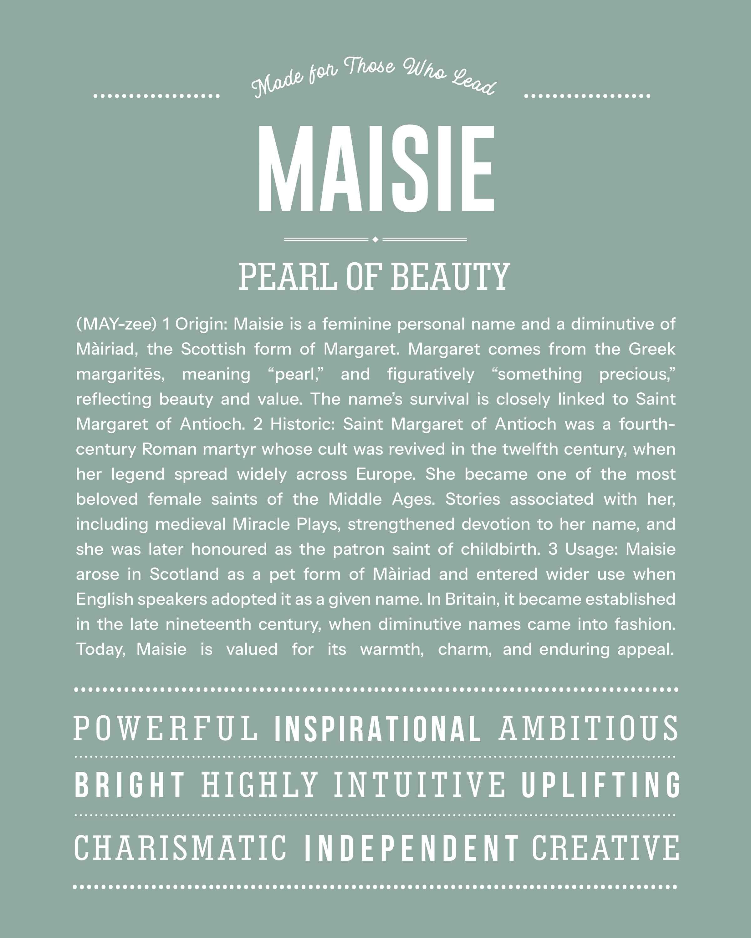 Maisie | Personalised Name Meaning Print – Custom Name Art Gift
