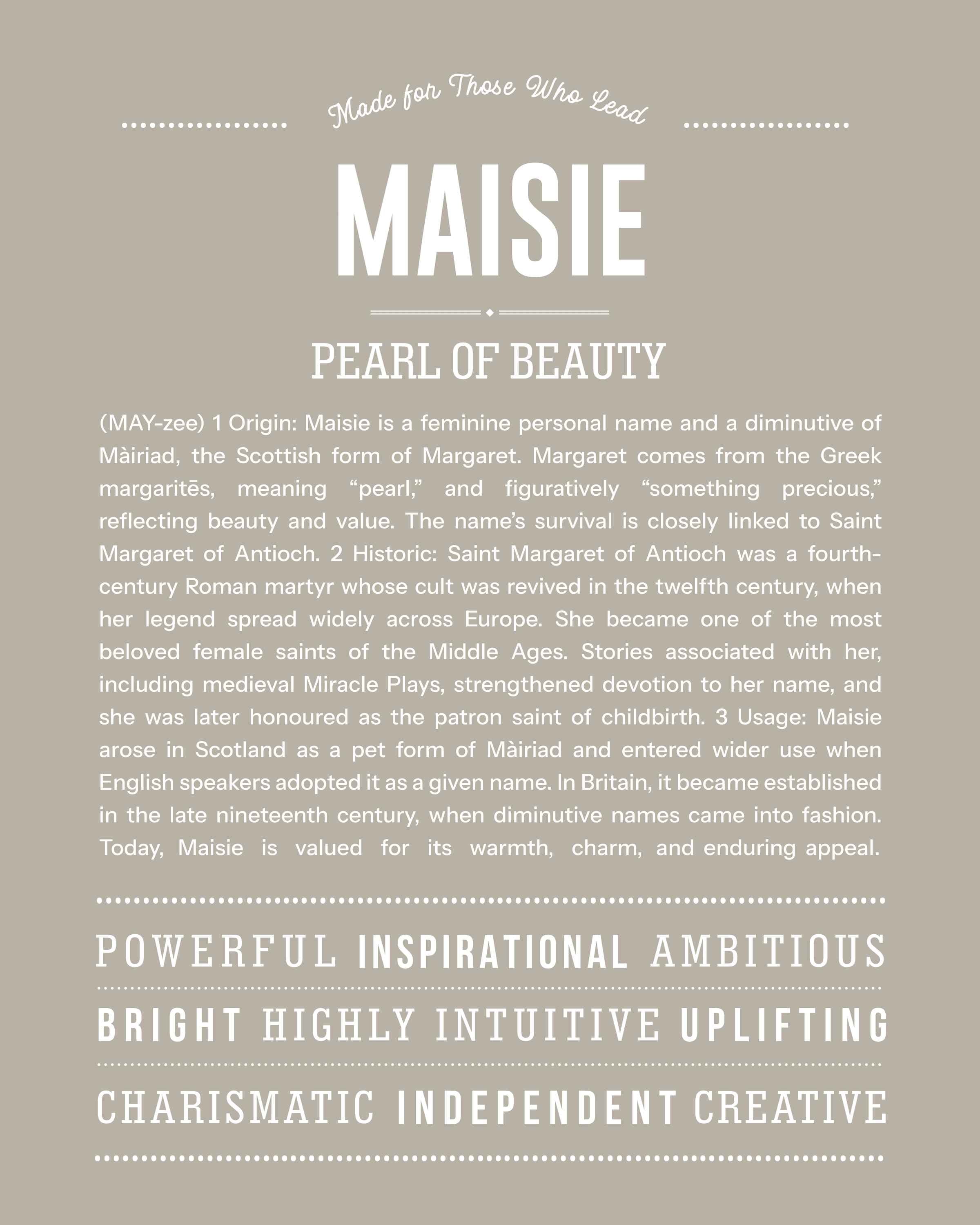 Maisie | Personalised Name Meaning Print – Custom Name Art Gift