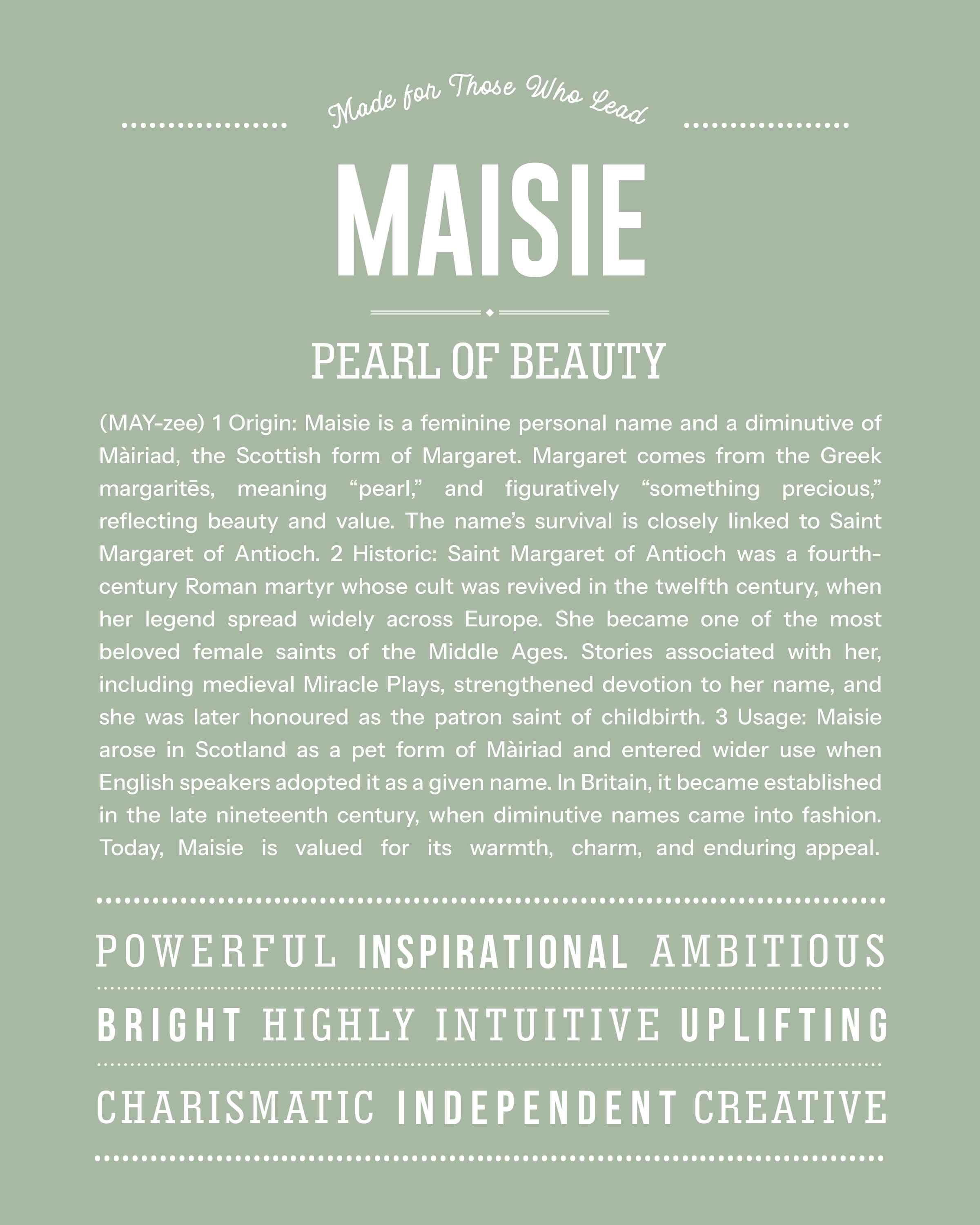 Maisie | Personalised Name Meaning Print – Custom Name Art Gift