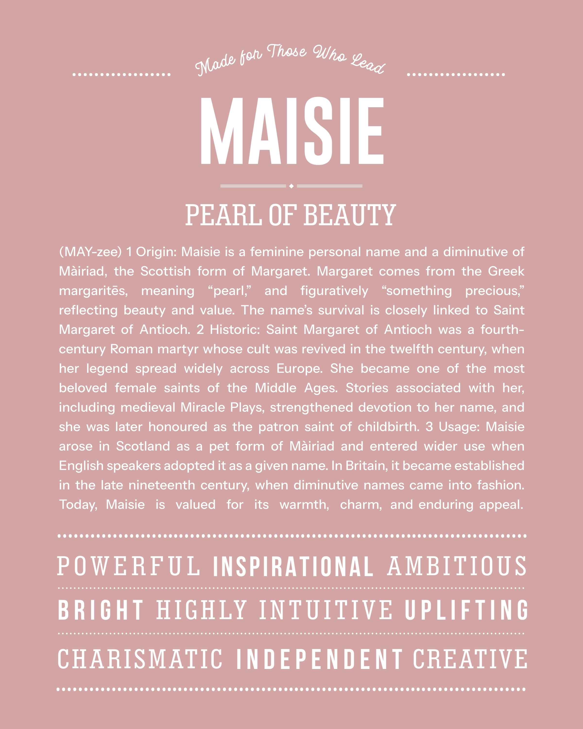 Maisie | Personalised Name Meaning Print – Custom Name Art Gift