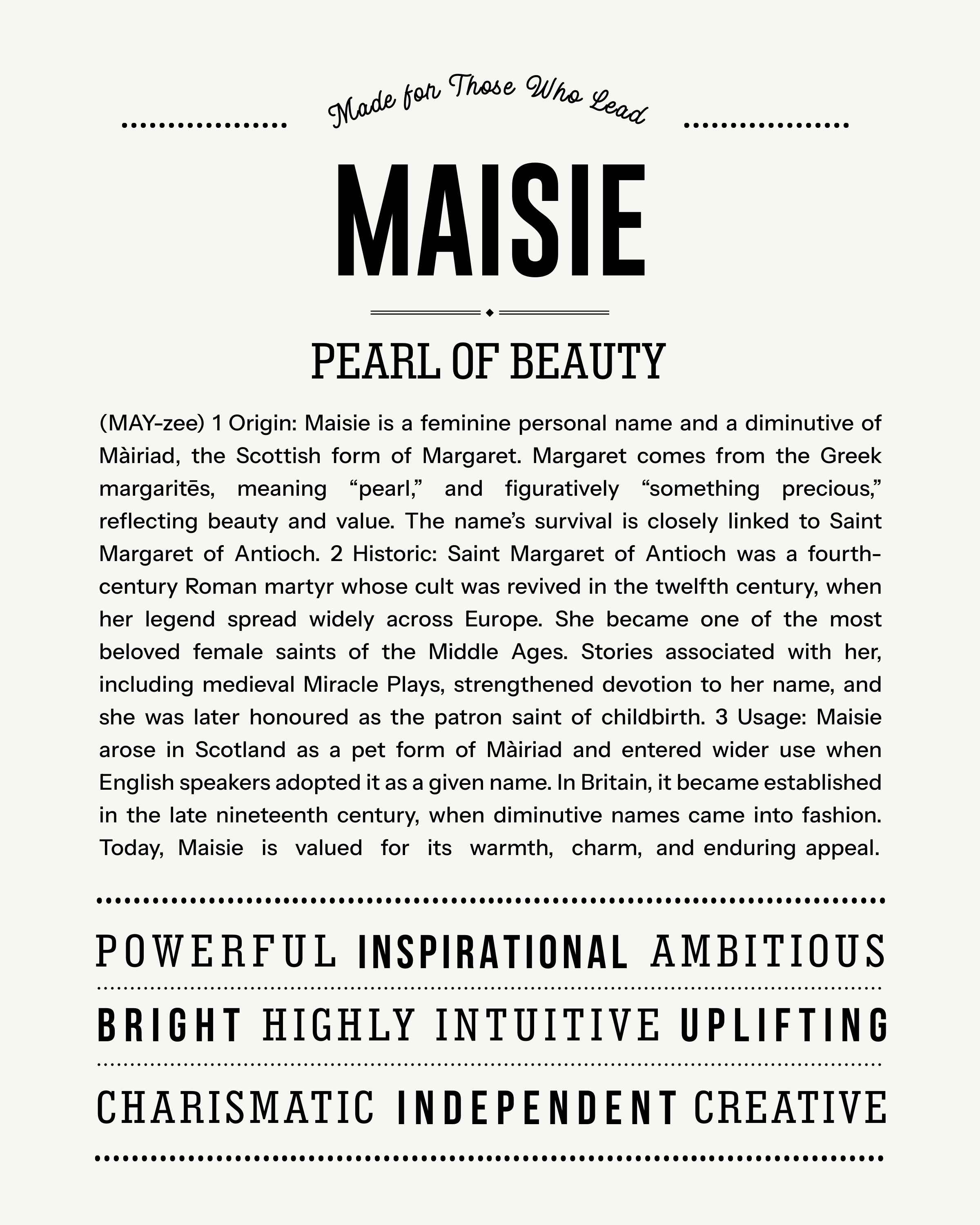 Maisie | Personalised Name Meaning Print – Custom Name Art Gift