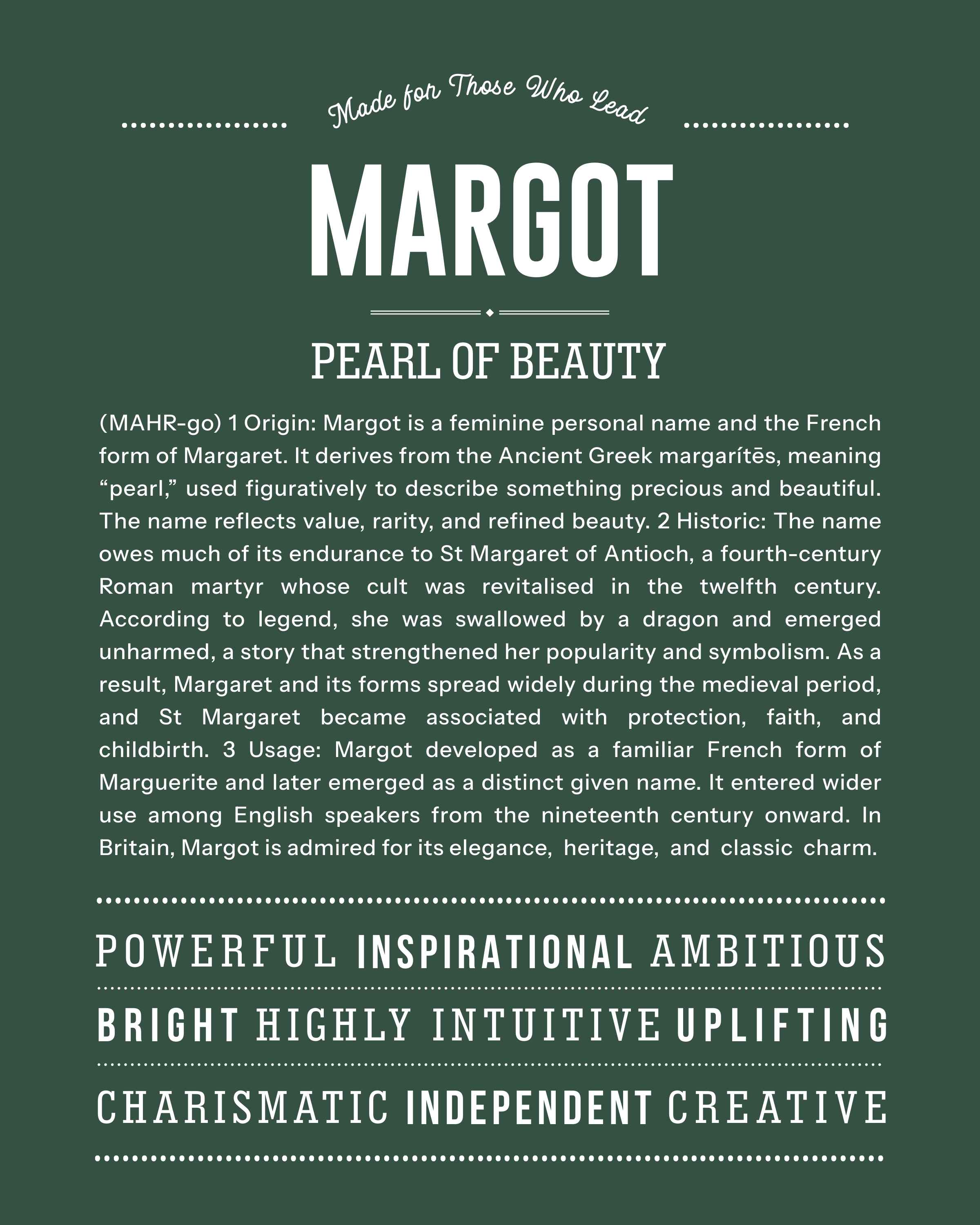 Margot | Personalised Name Meaning Print – Custom Name Art Gift