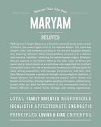 Maryam | Personalised Name Meaning Print – Custom Name Art Gift