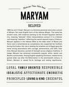 Maryam | Personalised Name Meaning Print – Custom Name Art Gift