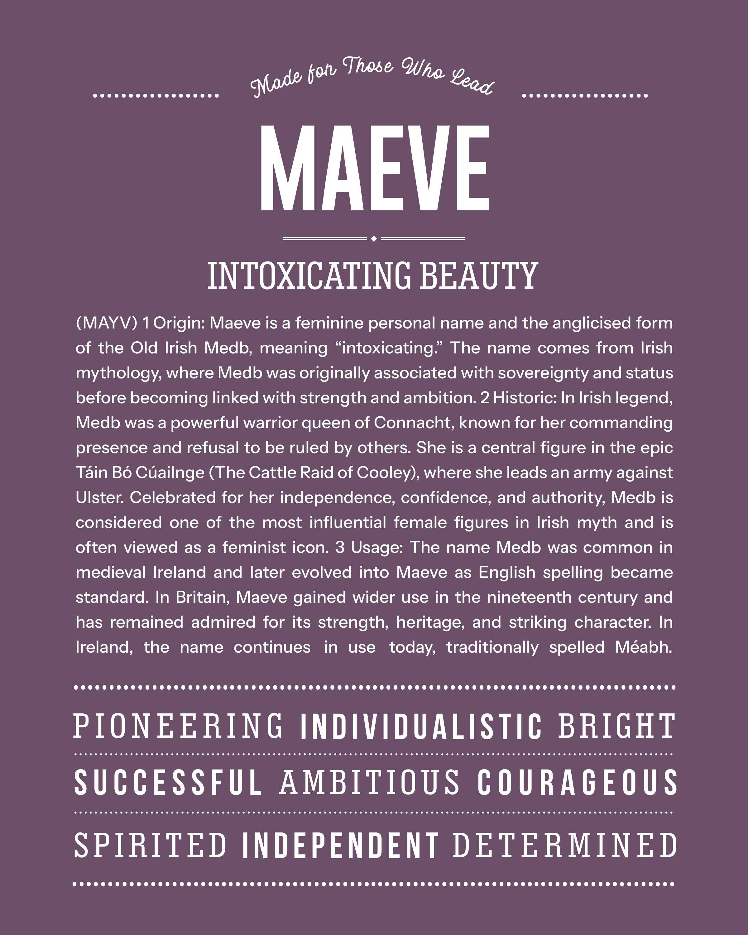 Maeve | Personalised Name Meaning Print – Custom Name Art Gift