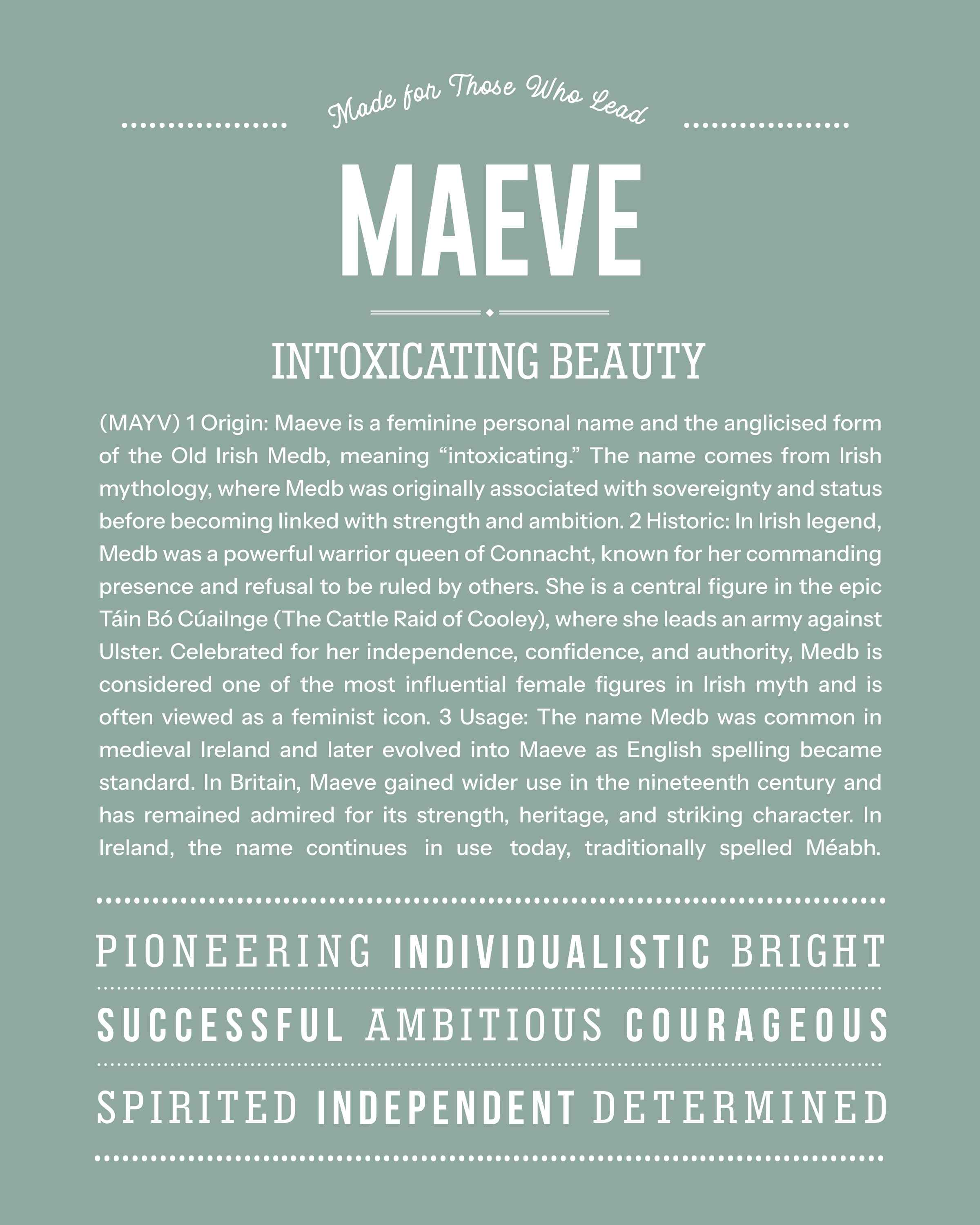 Maeve | Personalised Name Meaning Print – Custom Name Art Gift