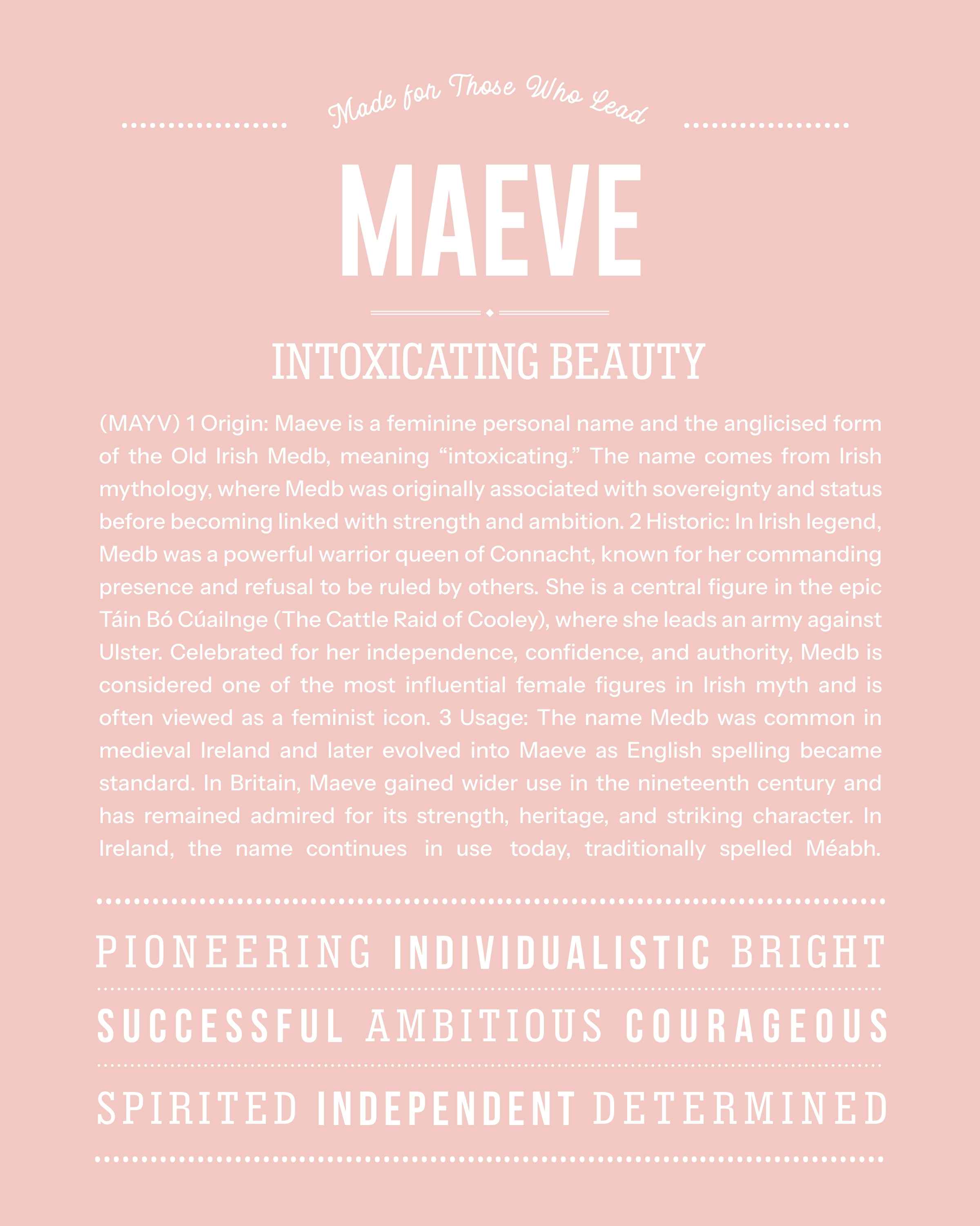 Maeve | Personalised Name Meaning Print – Custom Name Art Gift