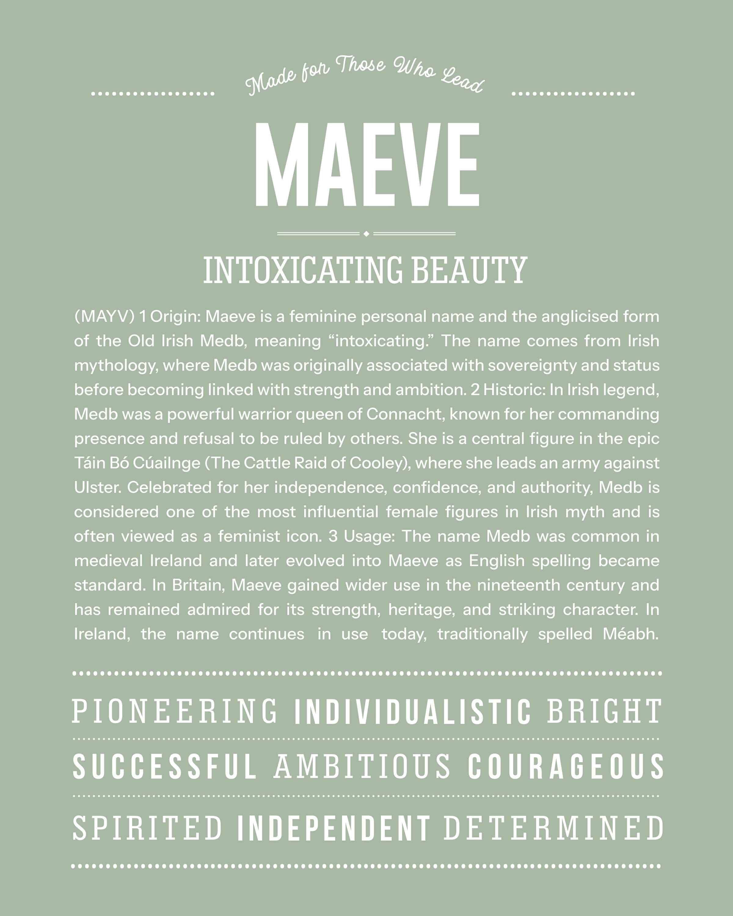 Maeve | Personalised Name Meaning Print – Custom Name Art Gift