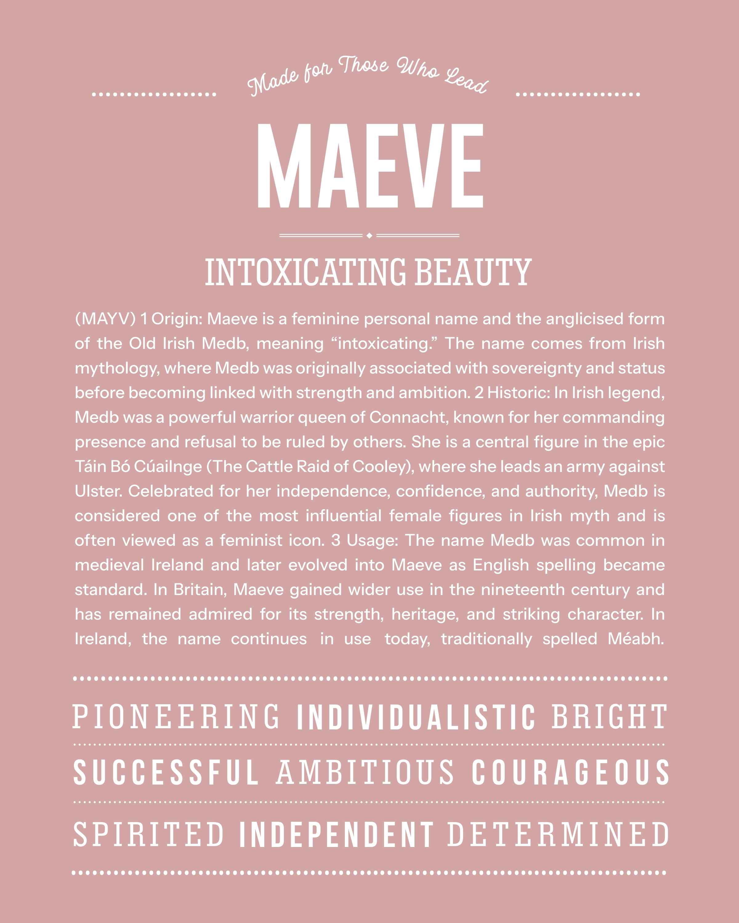 Maeve | Personalised Name Meaning Print – Custom Name Art Gift