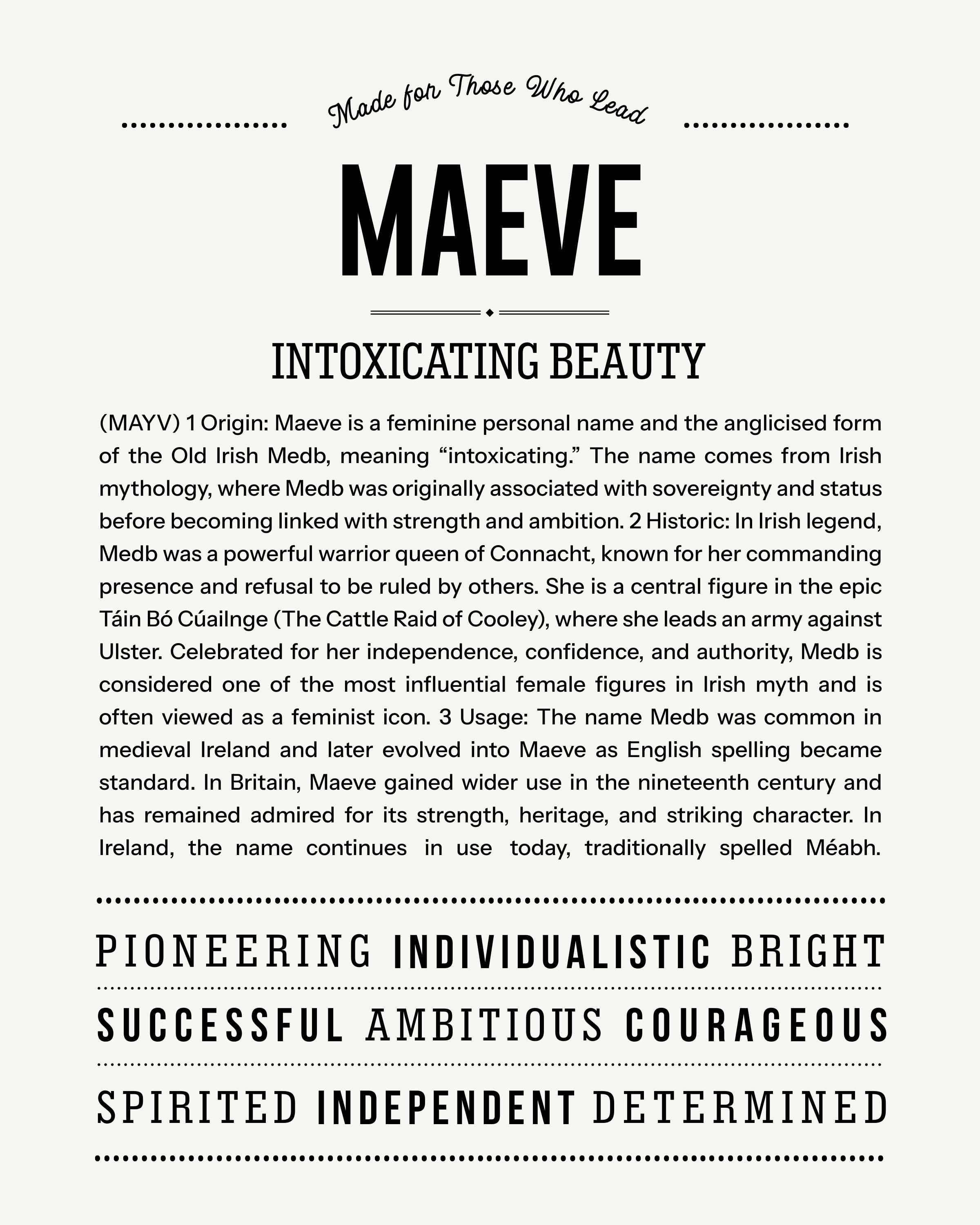 Maeve | Personalised Name Meaning Print – Custom Name Art Gift