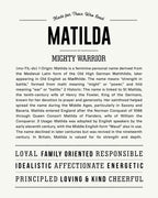 Matilda | Personalised Name Meaning Print – Custom Name Art Gift