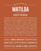Matilda | Personalised Name Meaning Print – Custom Name Art Gift