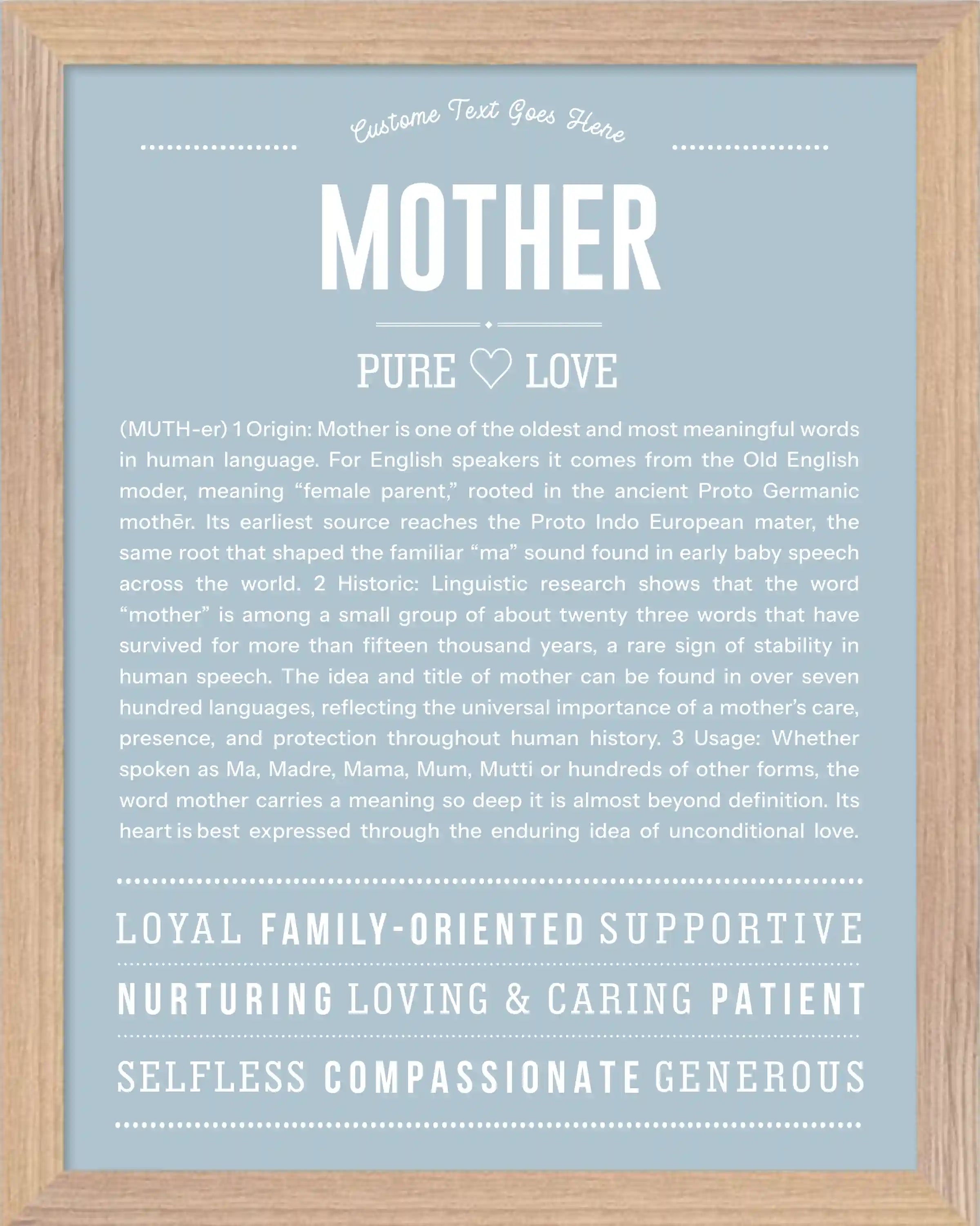 Mother | Personalised Name Meaning Print – Custom Name Art Gift