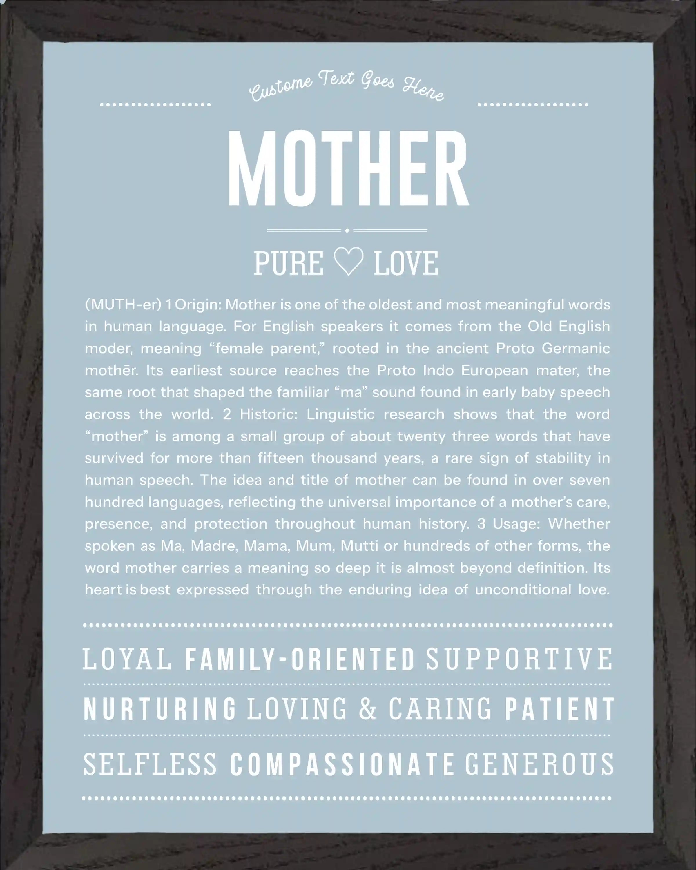 Mother | Personalised Name Meaning Print – Custom Name Art Gift