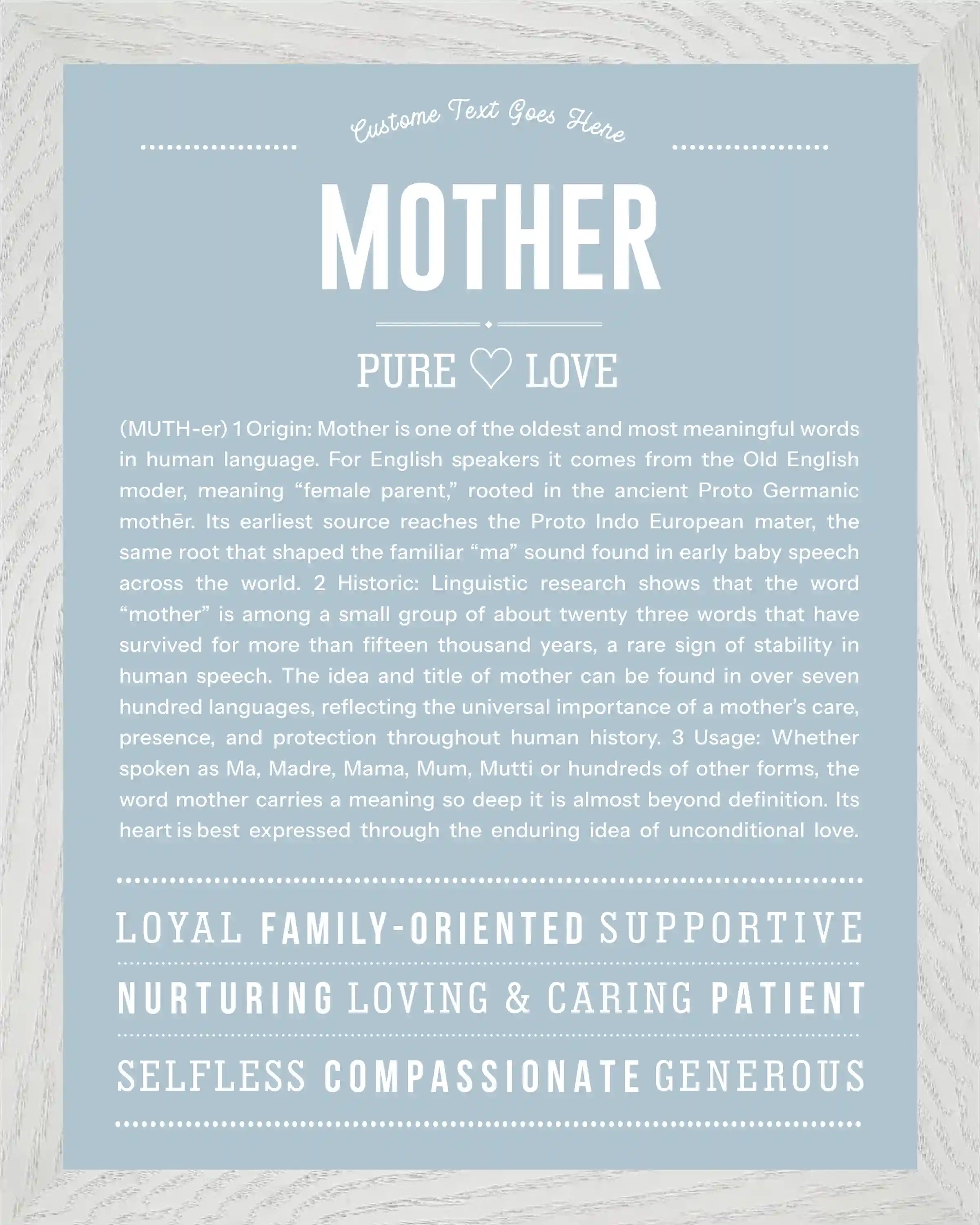Mother | Personalised Name Meaning Print – Custom Name Art Gift