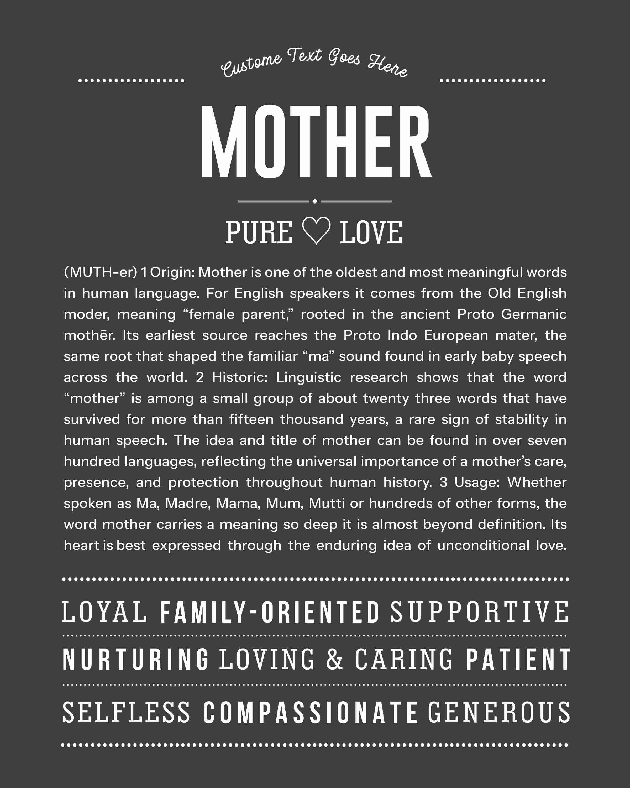 Mother | Personalised Name Meaning Print – Custom Name Art Gift