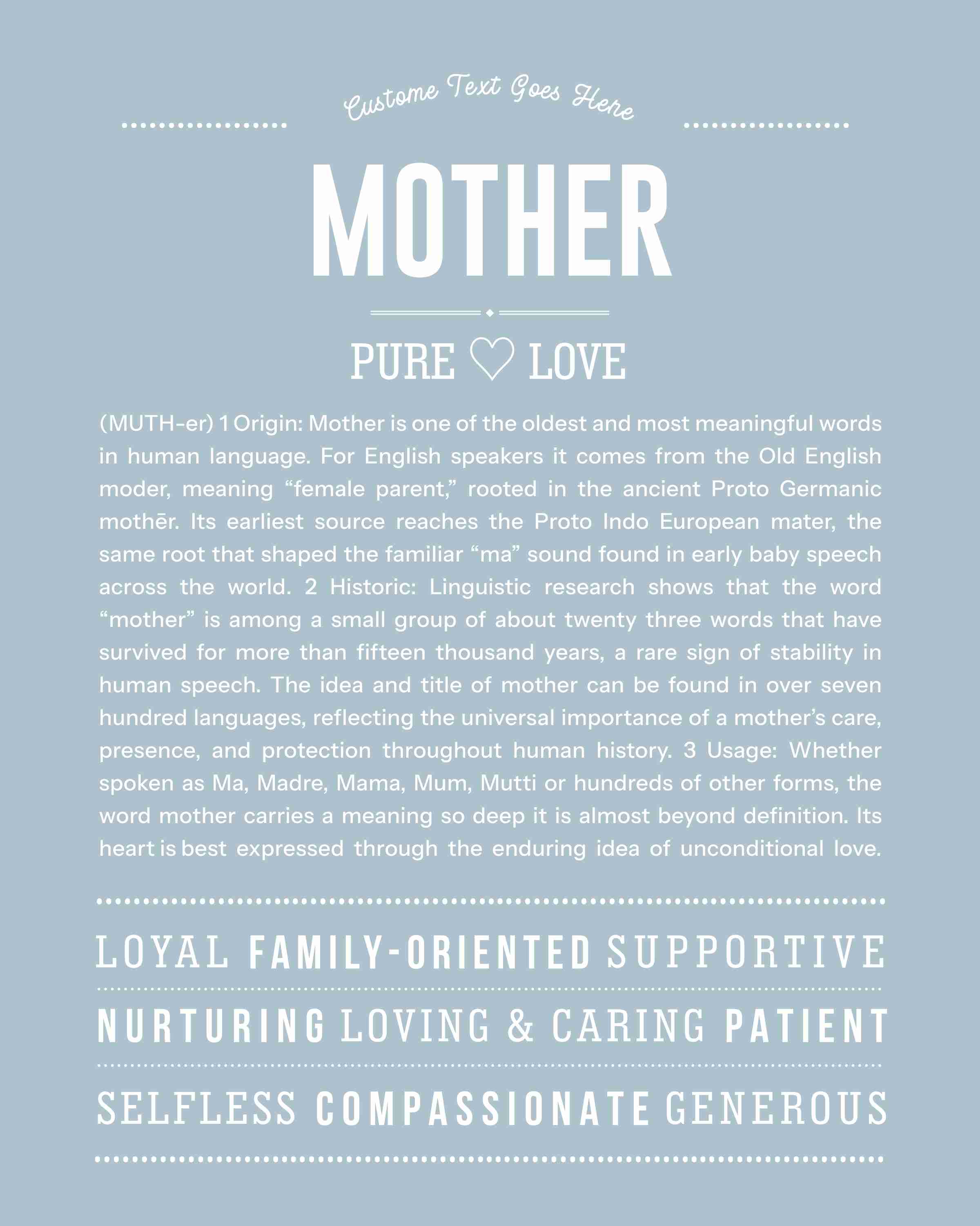 Mother | Personalised Name Meaning Print – Custom Name Art Gift