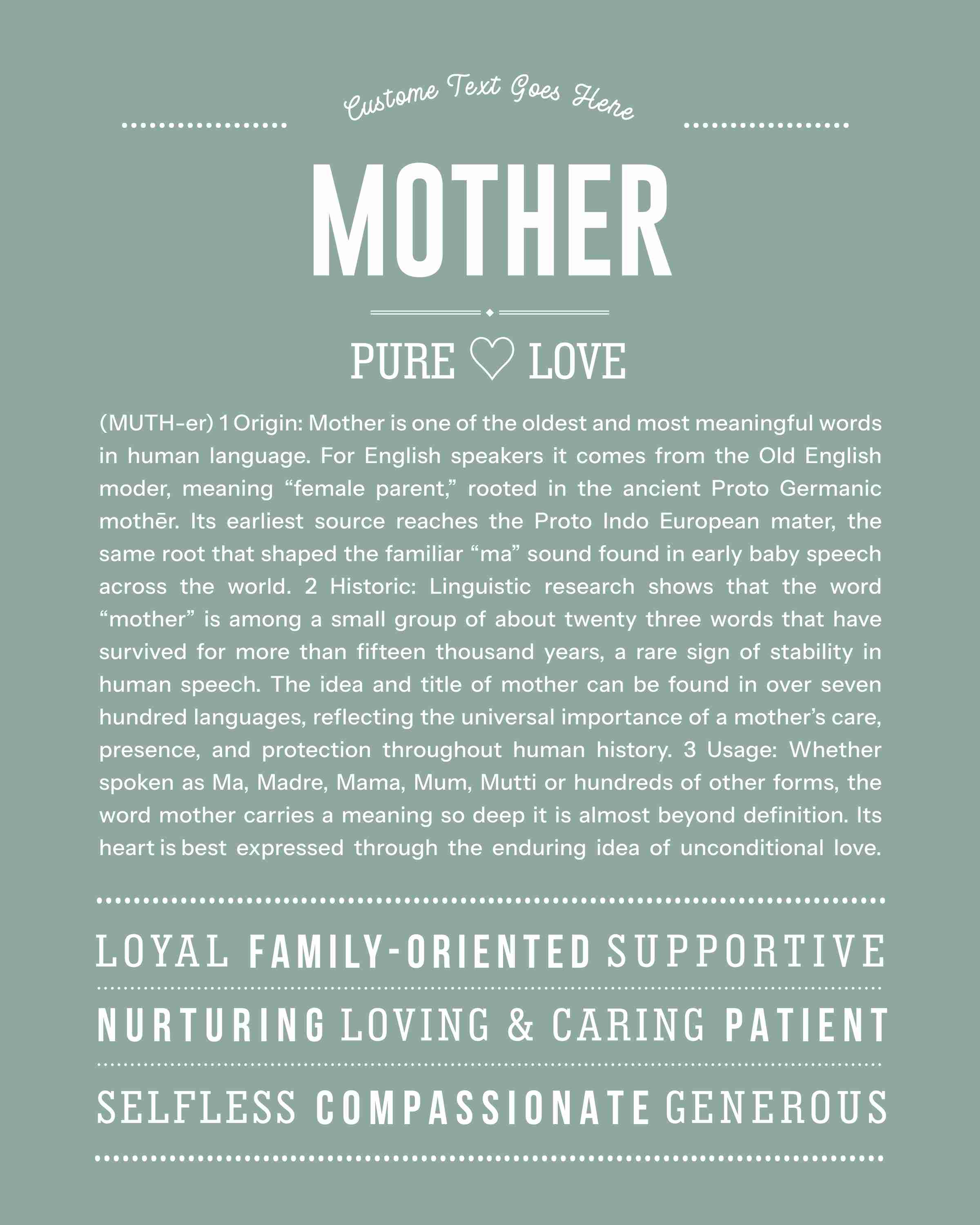 Mother | Personalised Name Meaning Print – Custom Name Art Gift