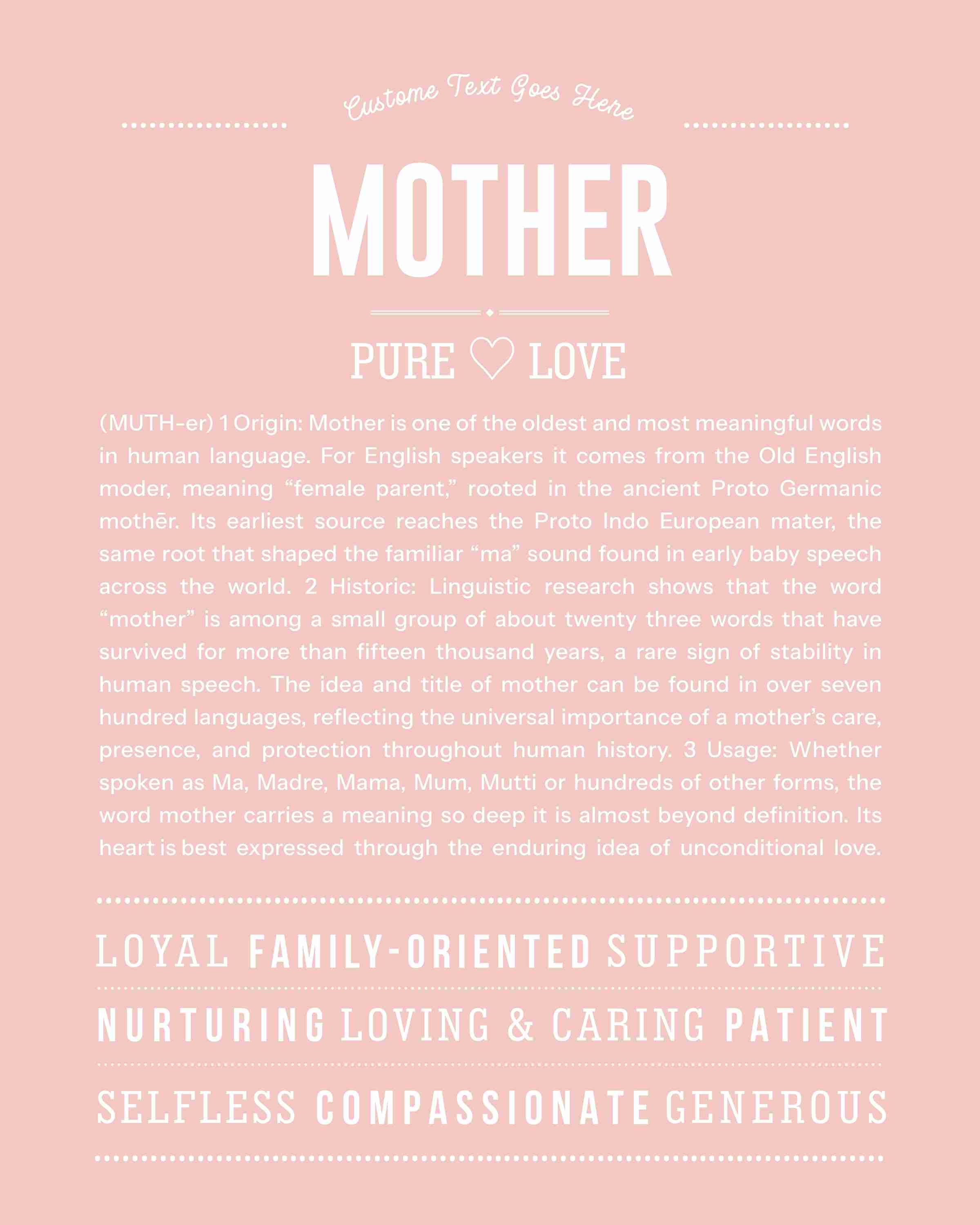 Mother | Personalised Name Meaning Print – Custom Name Art Gift