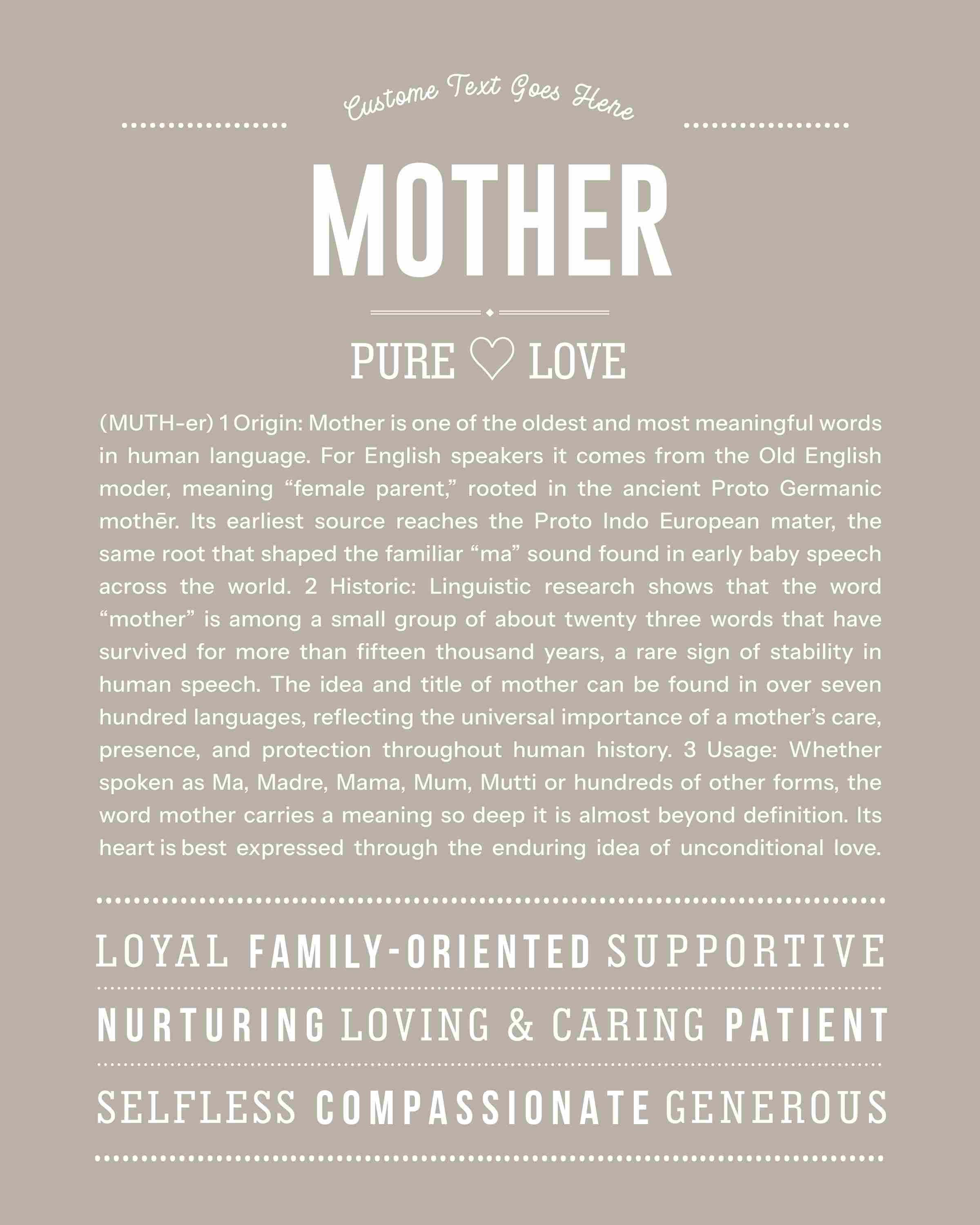 Mother | Personalised Name Meaning Print – Custom Name Art Gift