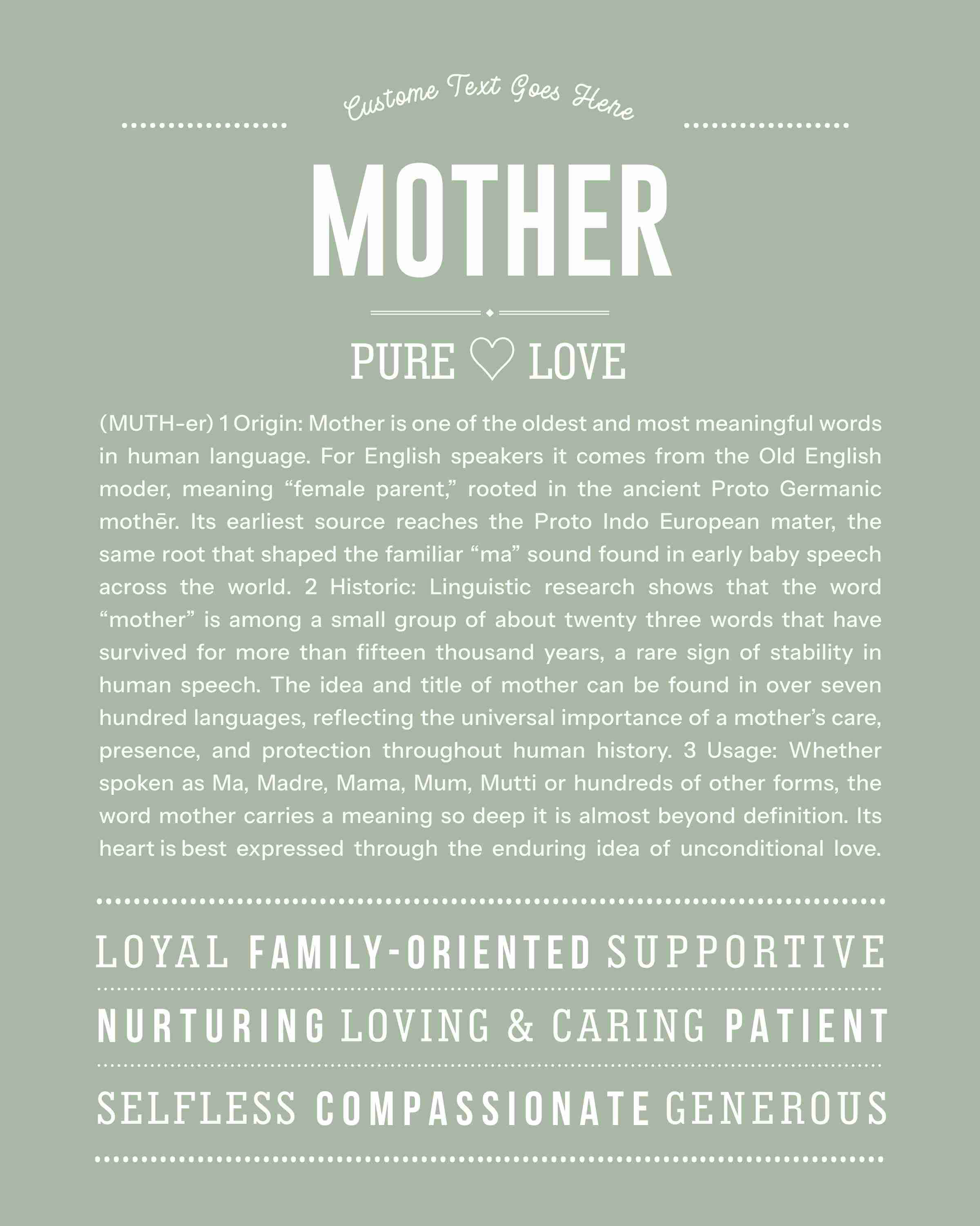 Mother | Personalised Name Meaning Print – Custom Name Art Gift