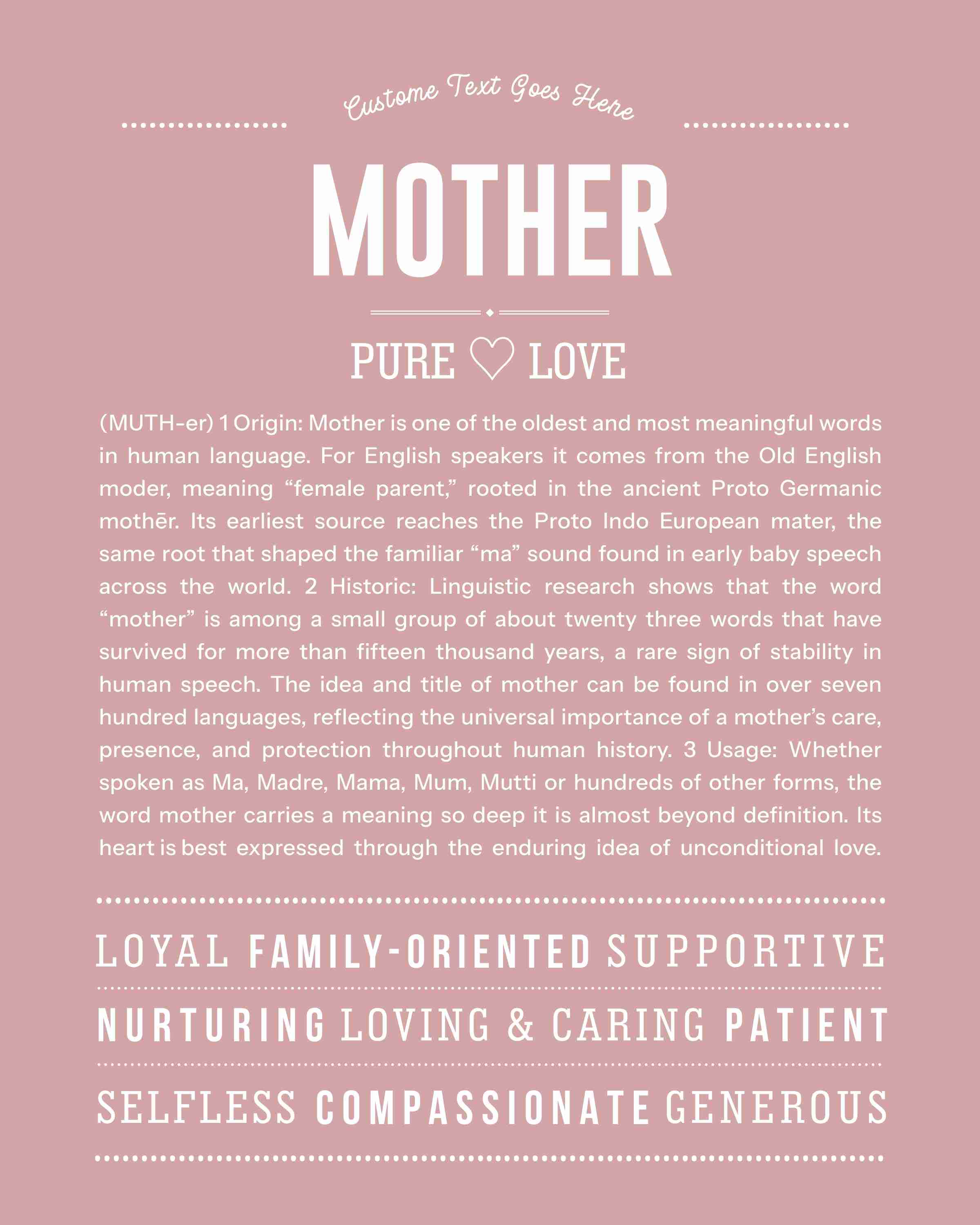 Mother | Personalised Name Meaning Print – Custom Name Art Gift