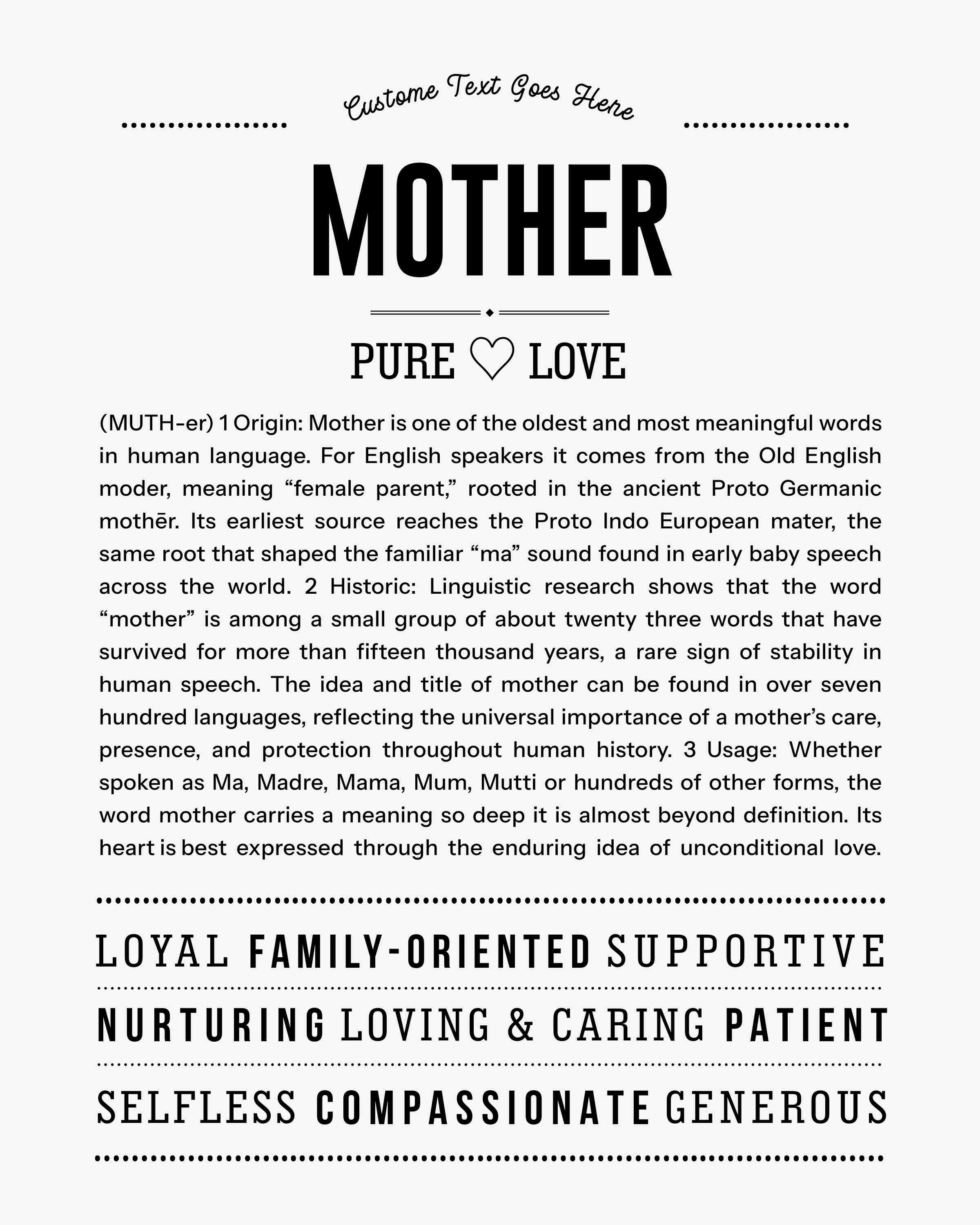 Mother | Personalised Name Meaning Print – Custom Name Art Gift
