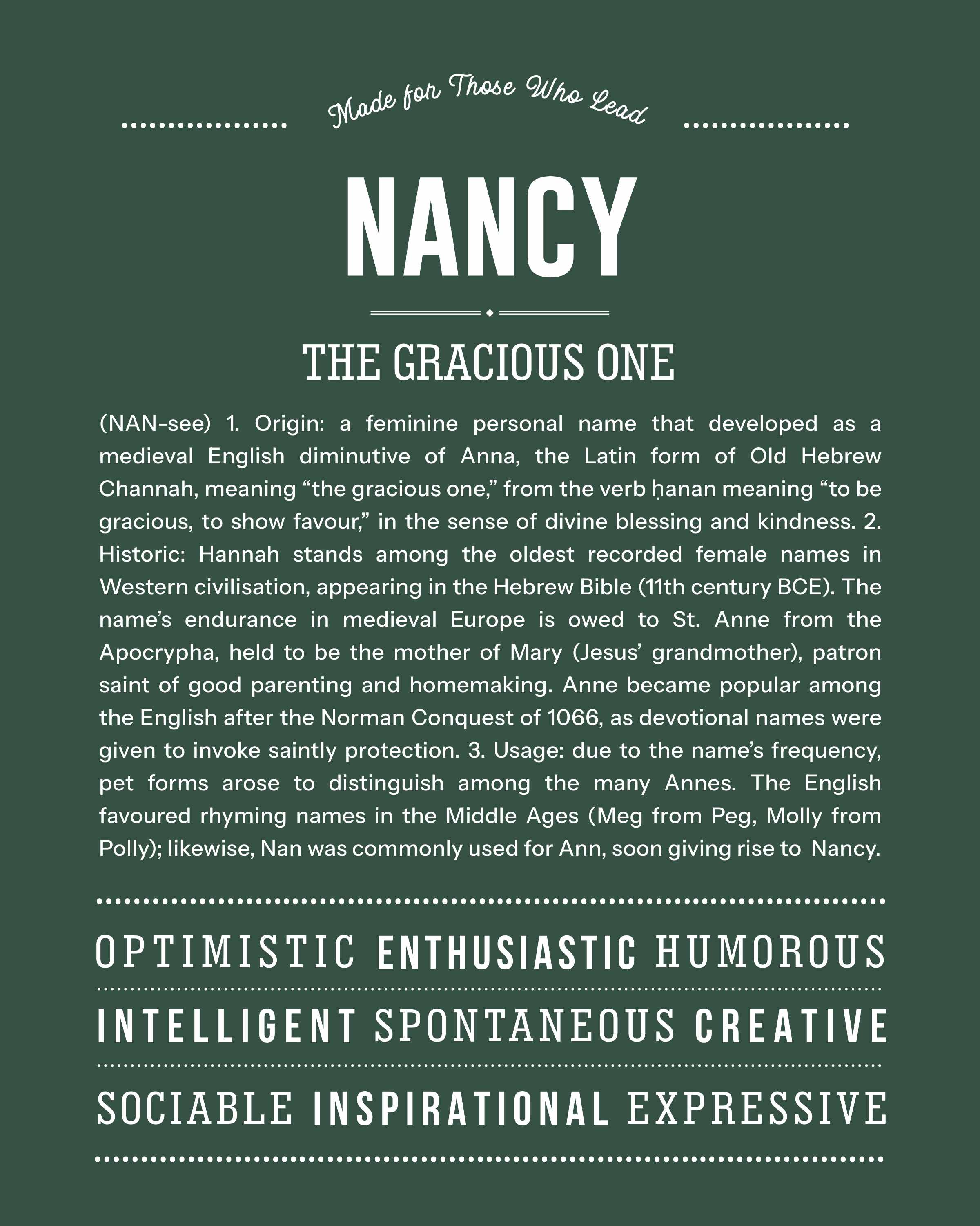 Nancy | Personalised Name Meaning Print – Custom Name Art Gift