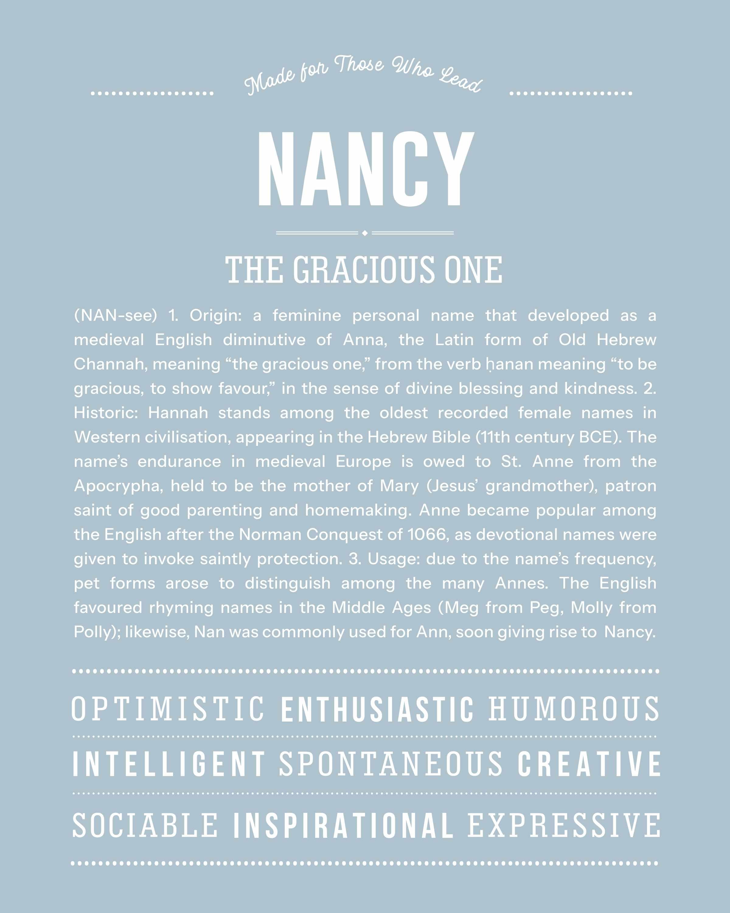 Nancy | Personalised Name Meaning Print – Custom Name Art Gift