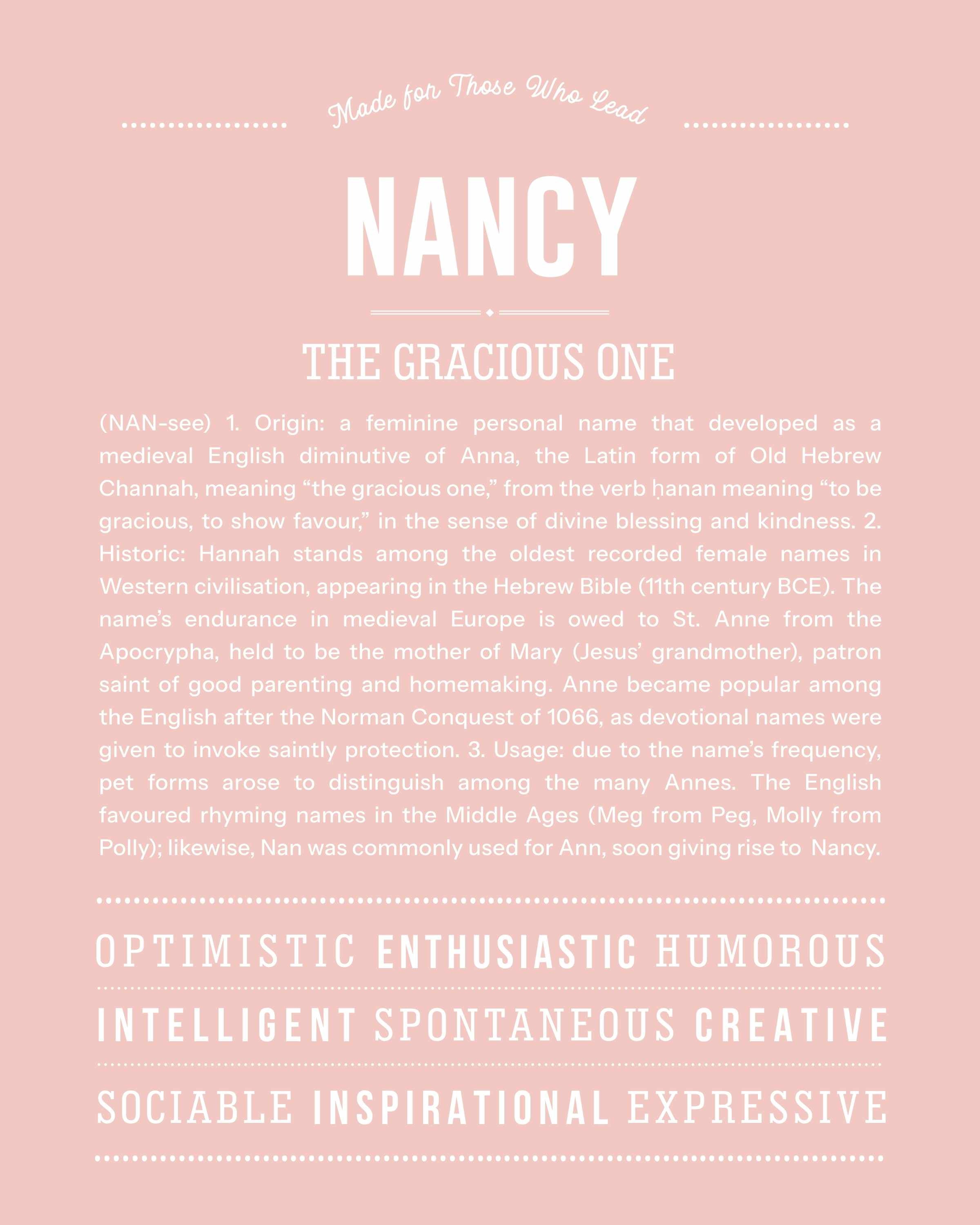Nancy | Personalised Name Meaning Print – Custom Name Art Gift