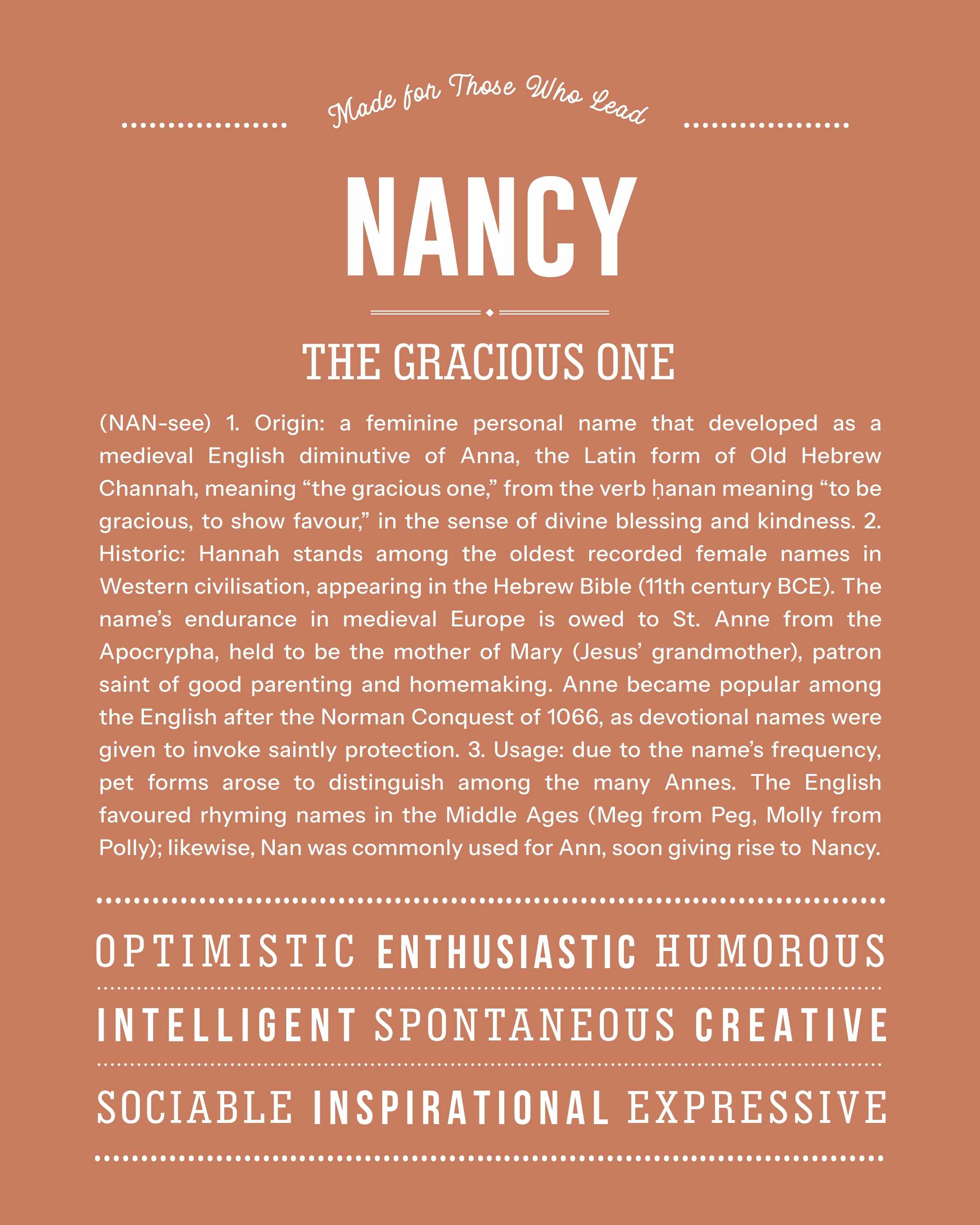 Nancy | Personalised Name Meaning Print – Custom Name Art Gift