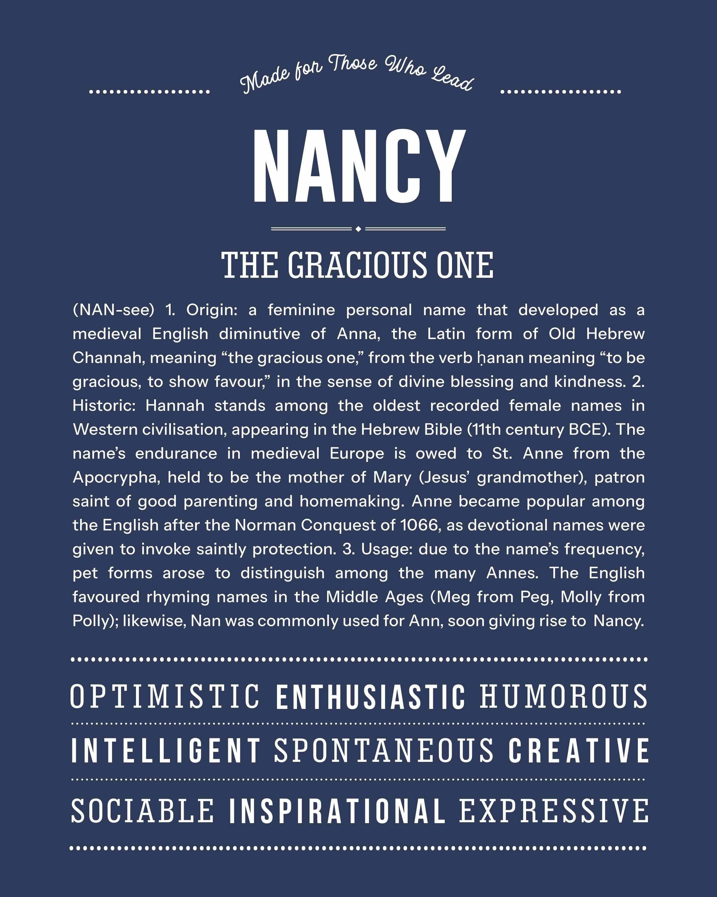 Nancy | Personalised Name Meaning Print – Custom Name Art Gift