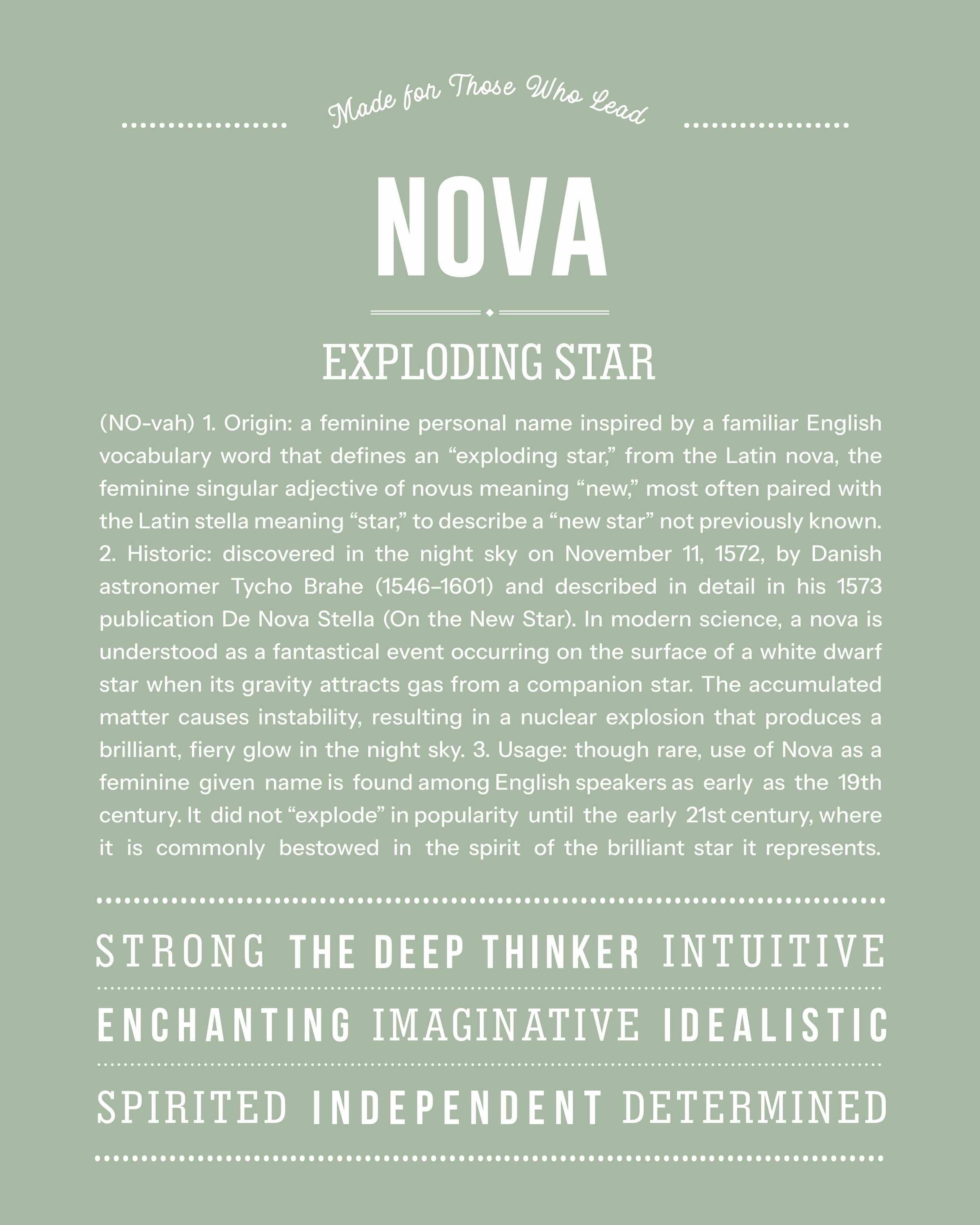 Nova | Personalised Name Meaning Print – Custom Name Art Gift