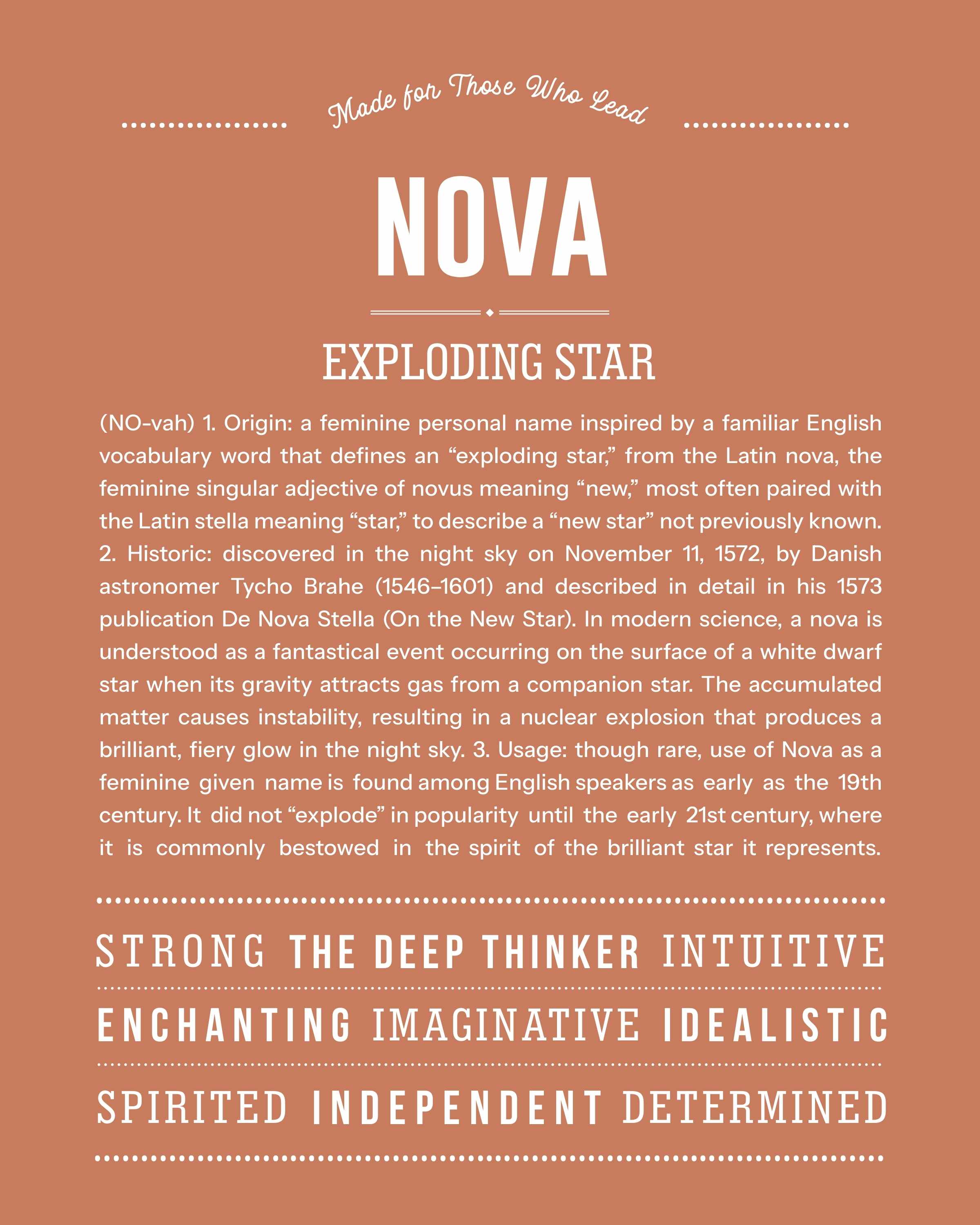 Nova | Personalised Name Meaning Print – Custom Name Art Gift