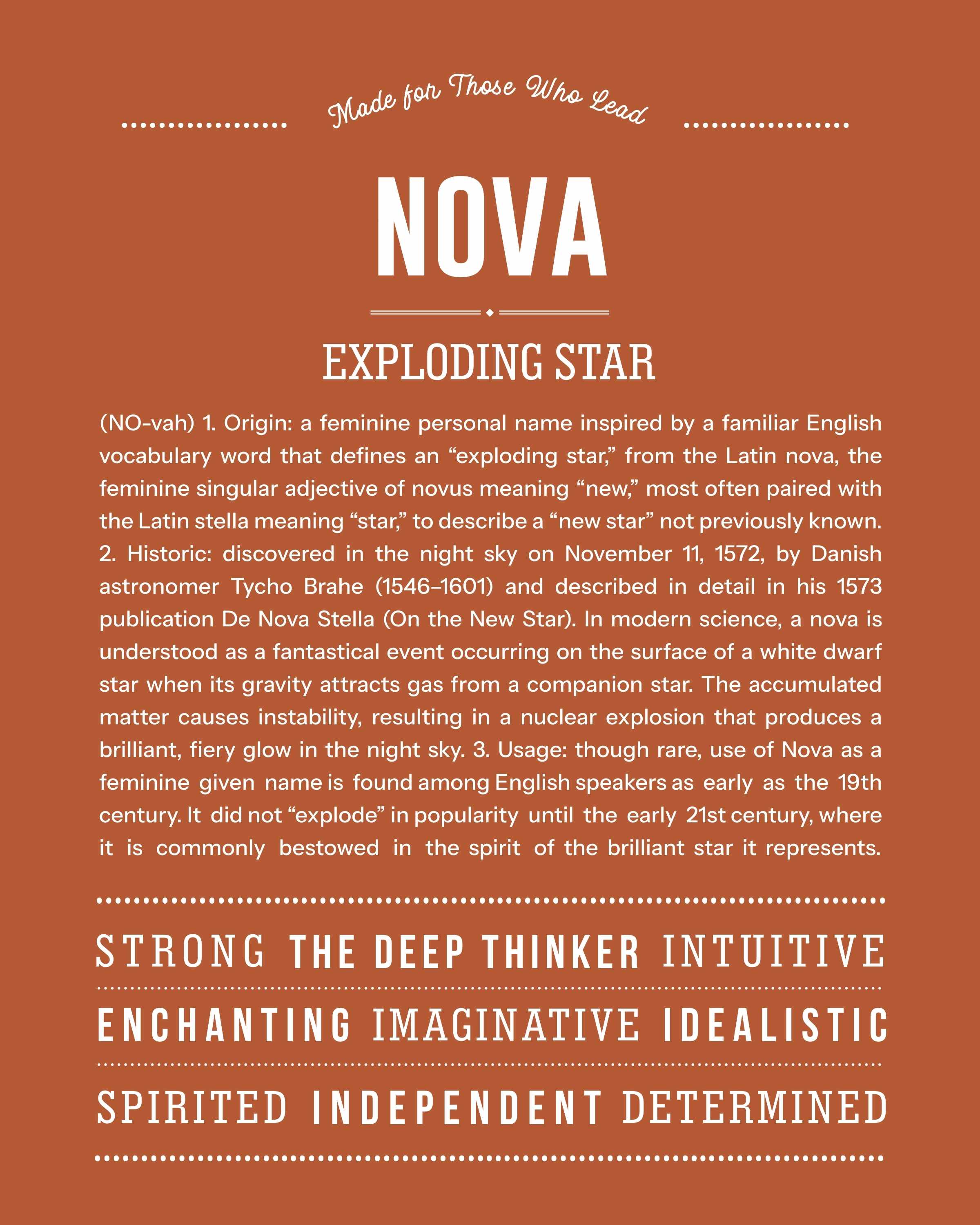 Nova | Personalised Name Meaning Print – Custom Name Art Gift