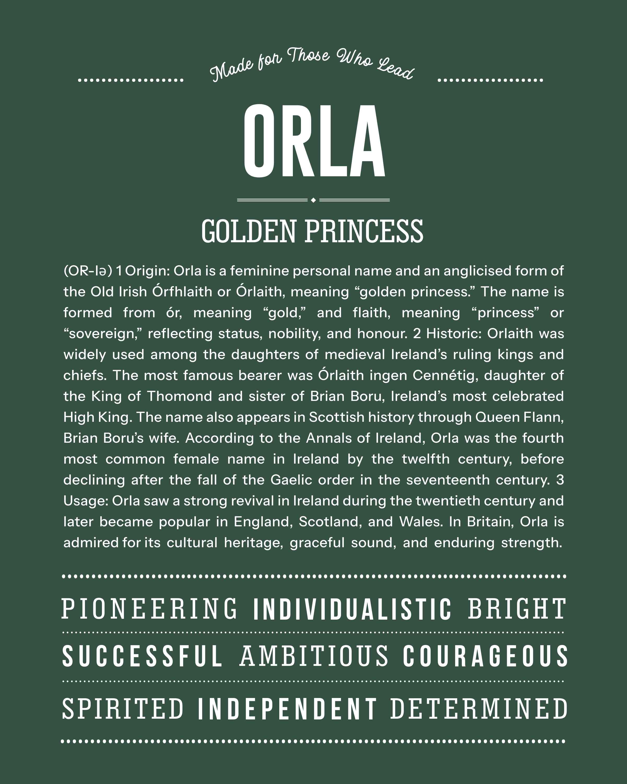 Orla | Personalised Name Meaning Print – Custom Name Art Gift
