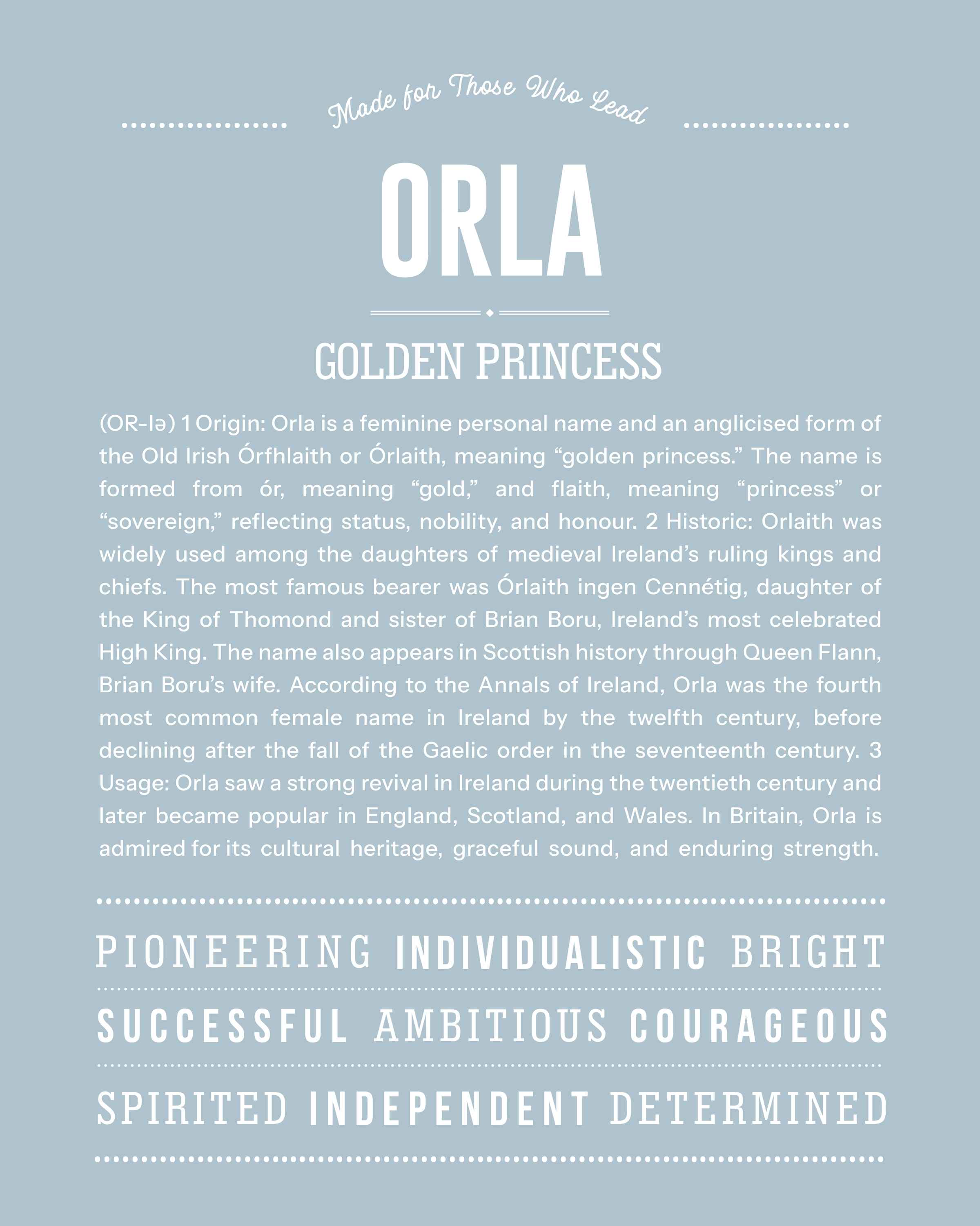 Orla | Personalised Name Meaning Print – Custom Name Art Gift
