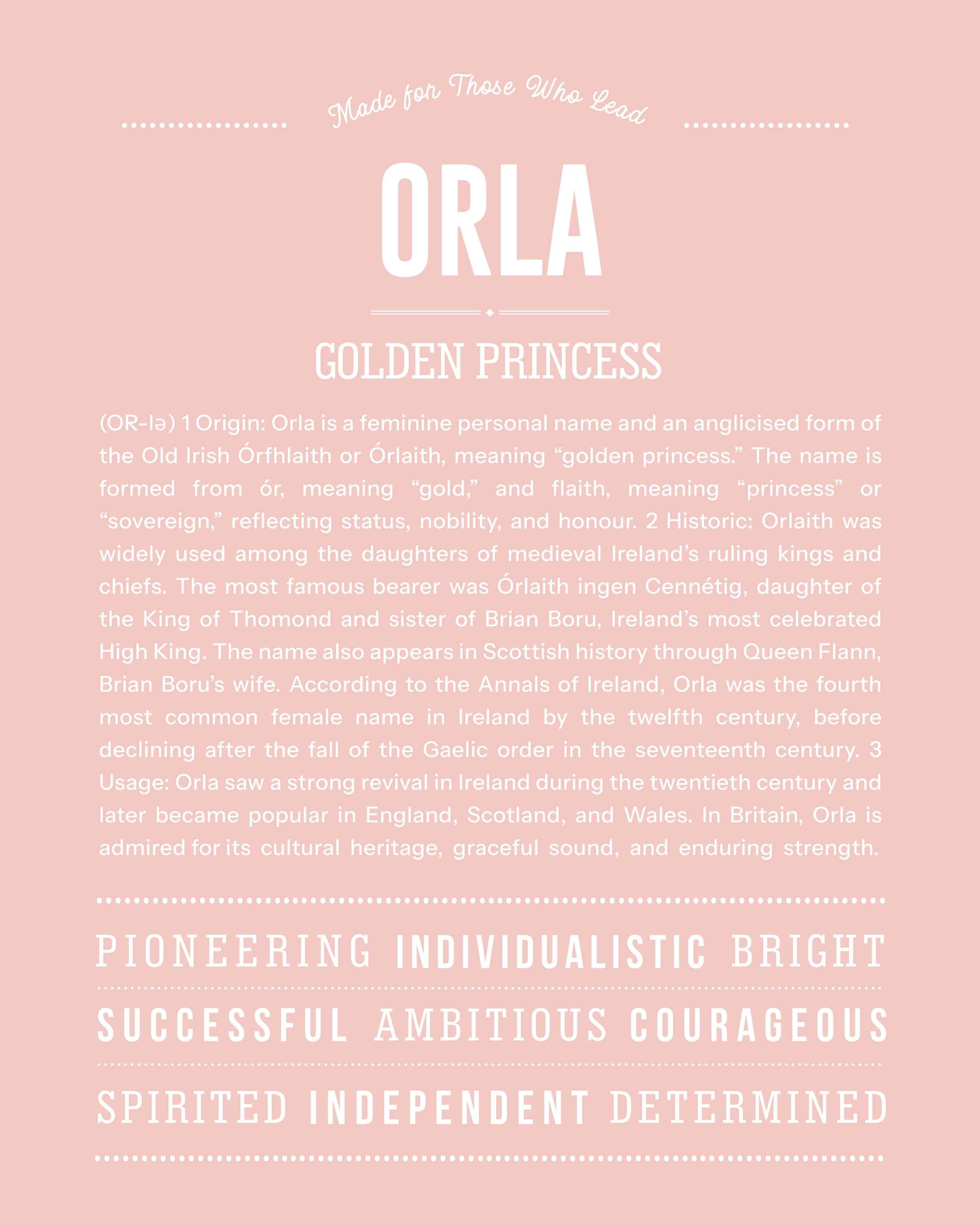 Orla | Personalised Name Meaning Print – Custom Name Art Gift