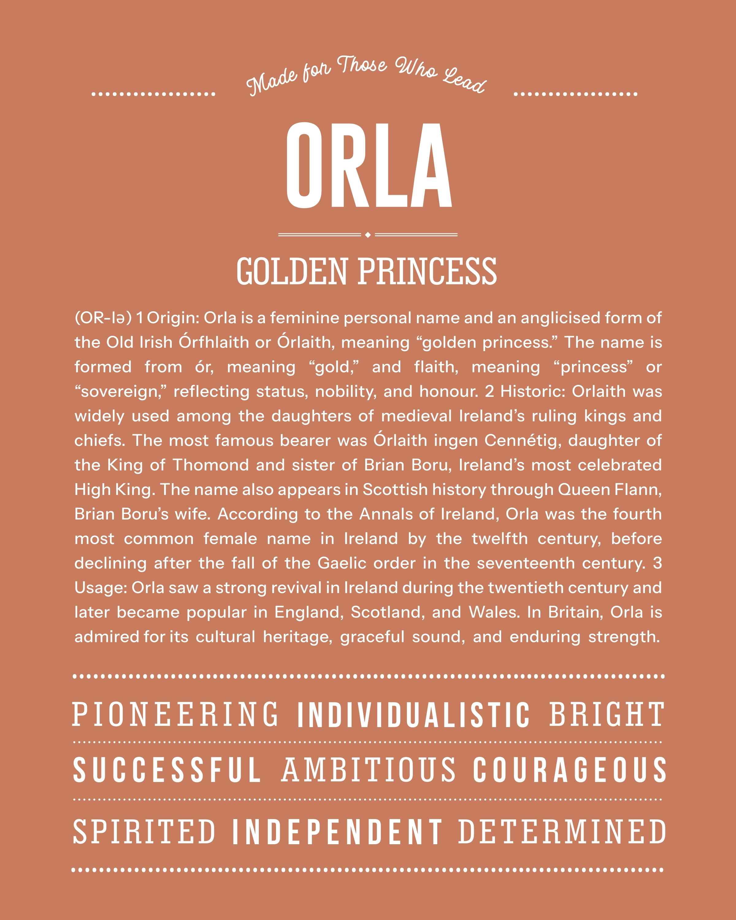Orla | Personalised Name Meaning Print – Custom Name Art Gift
