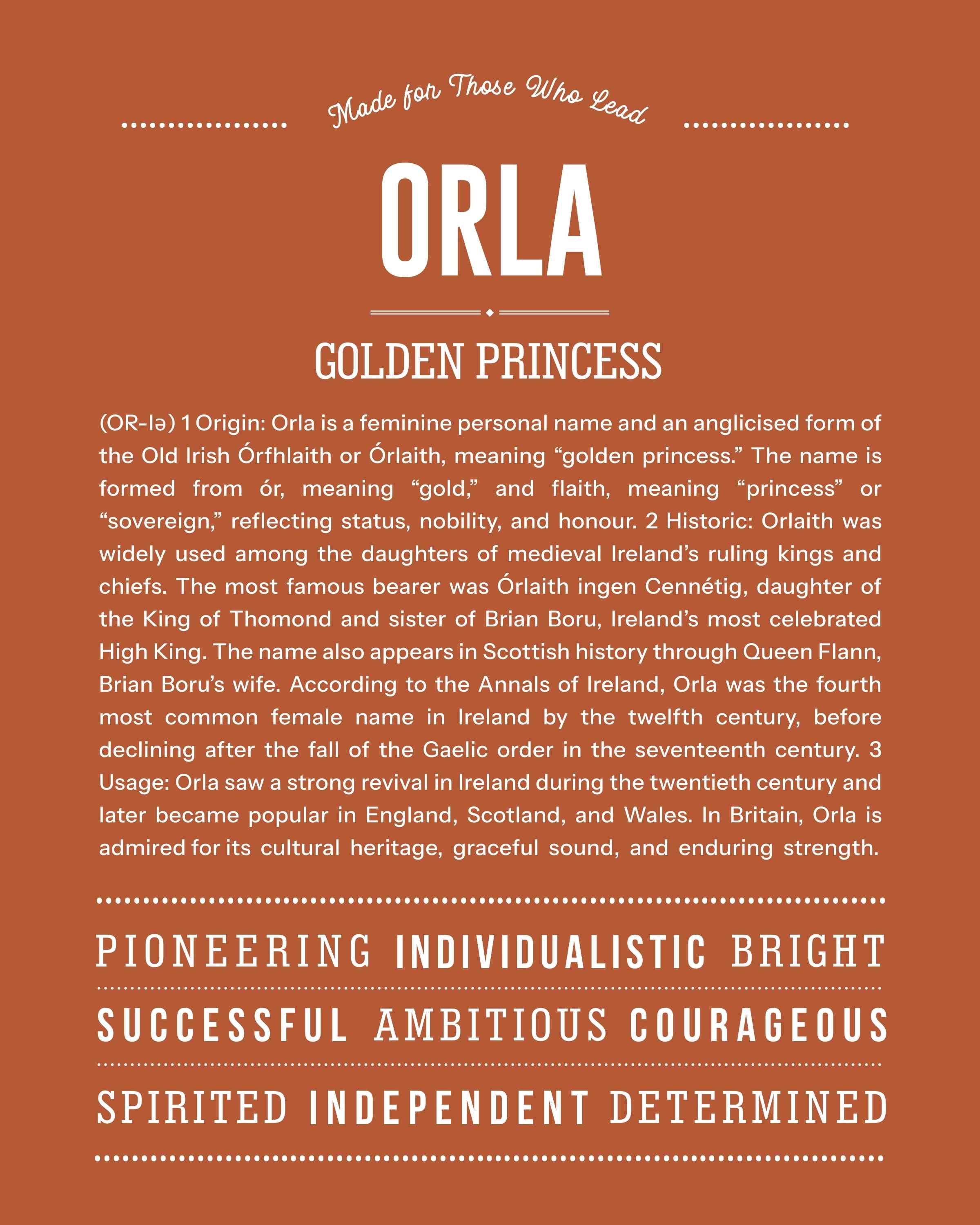 Orla | Personalised Name Meaning Print – Custom Name Art Gift
