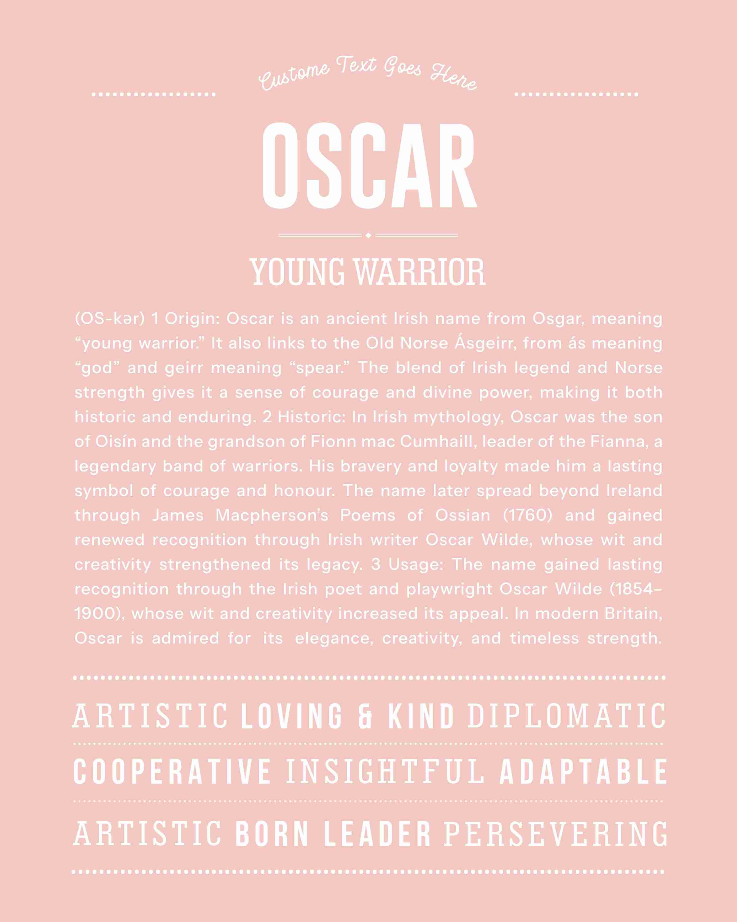 Oscar | Personalised Name Meaning Print – Custom Name Art Gift